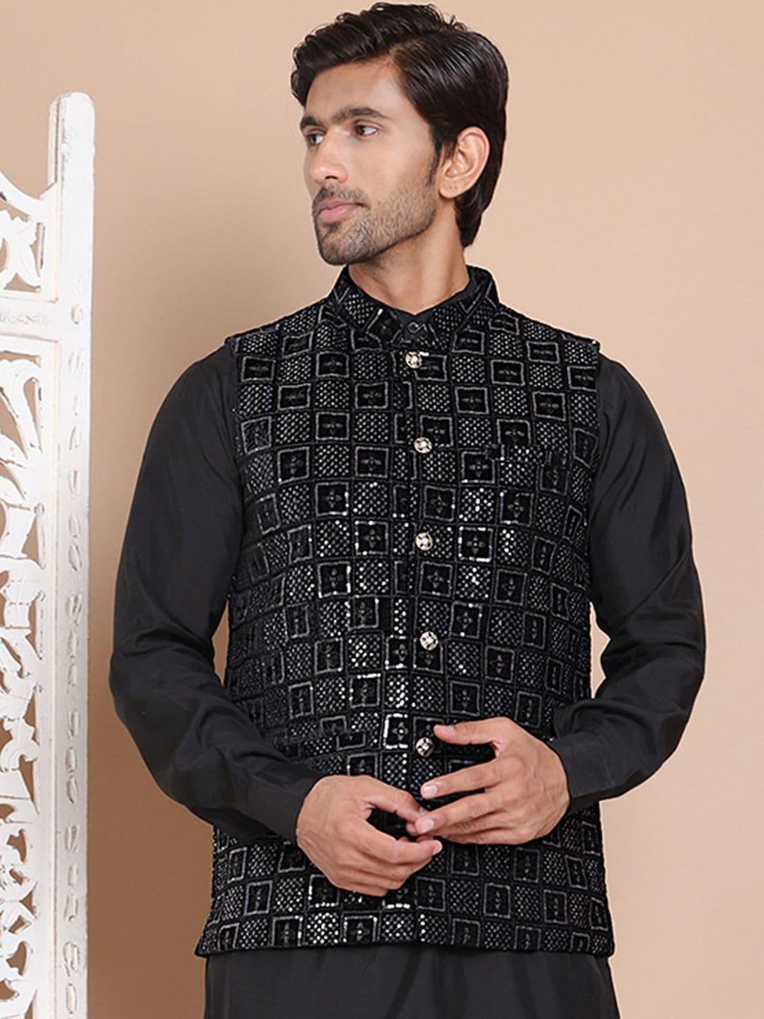 Anouk Sequins Velvet Nehru Jacket - view 1