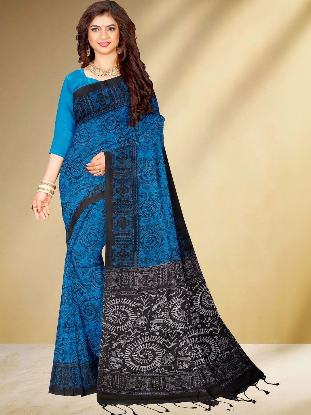 SHREE HARI HANDLOOM SAREE Warli Pure Cotton Sambalpuri Saree - view 1