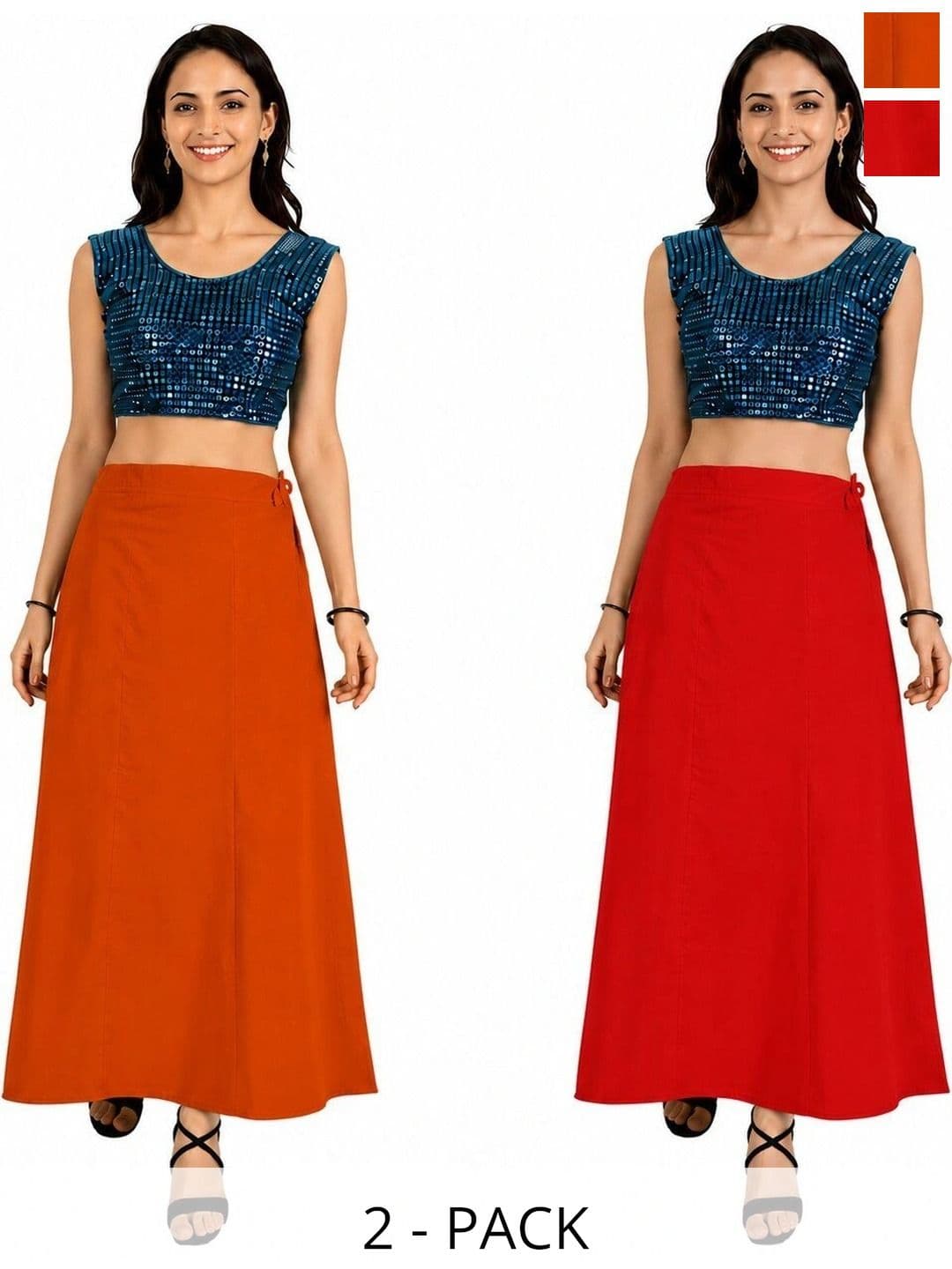Preeti Creations Pack Of 2 Pure Cotton Saree Shapewear - view 1