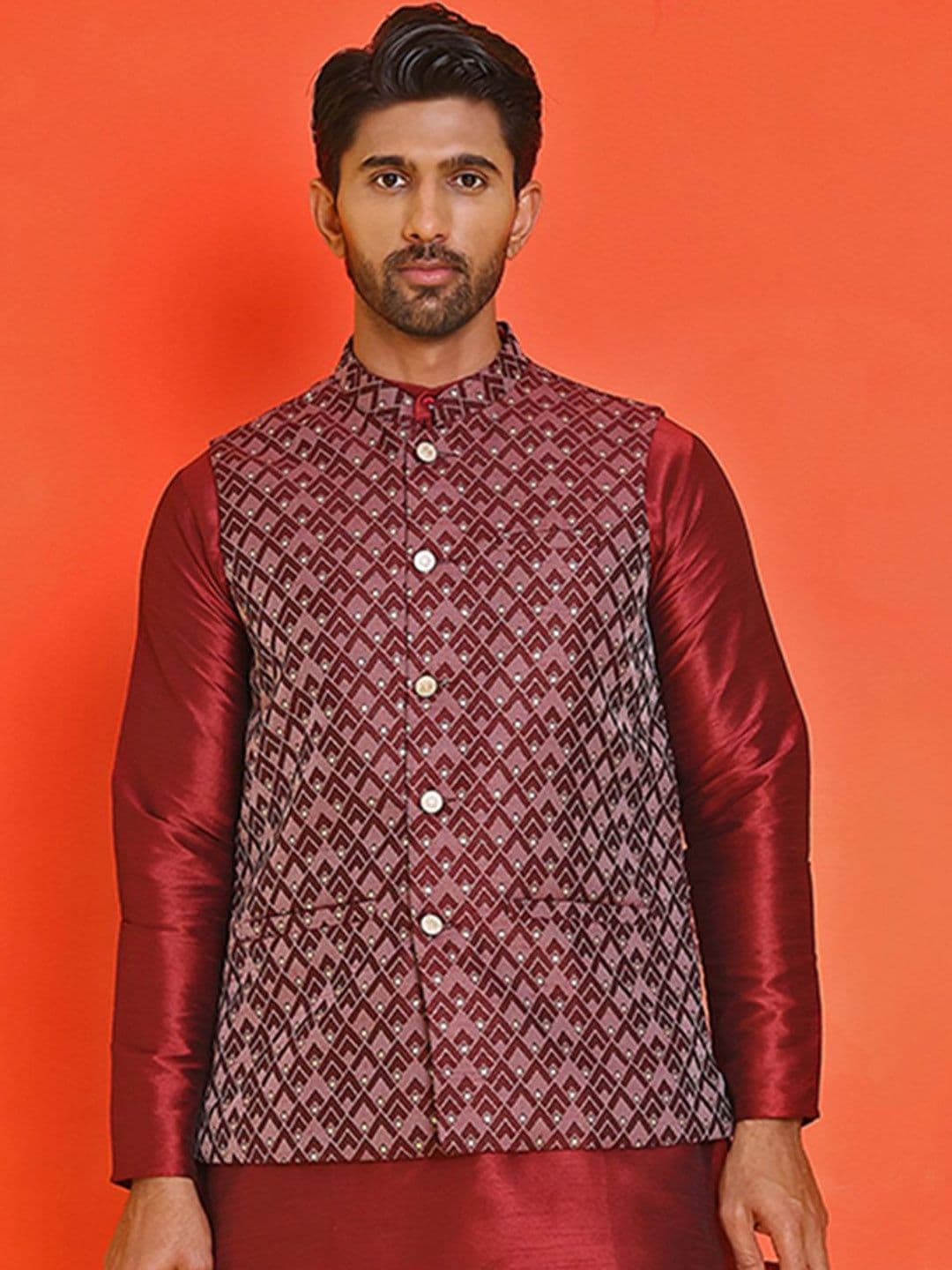 Anouk Printed Woven Nehru Jacket - view 1