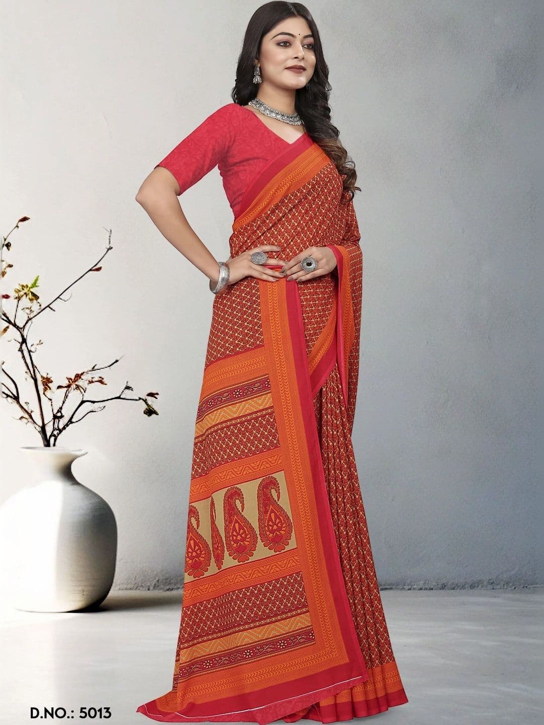 Novus Knitting Satin Saree - view 1