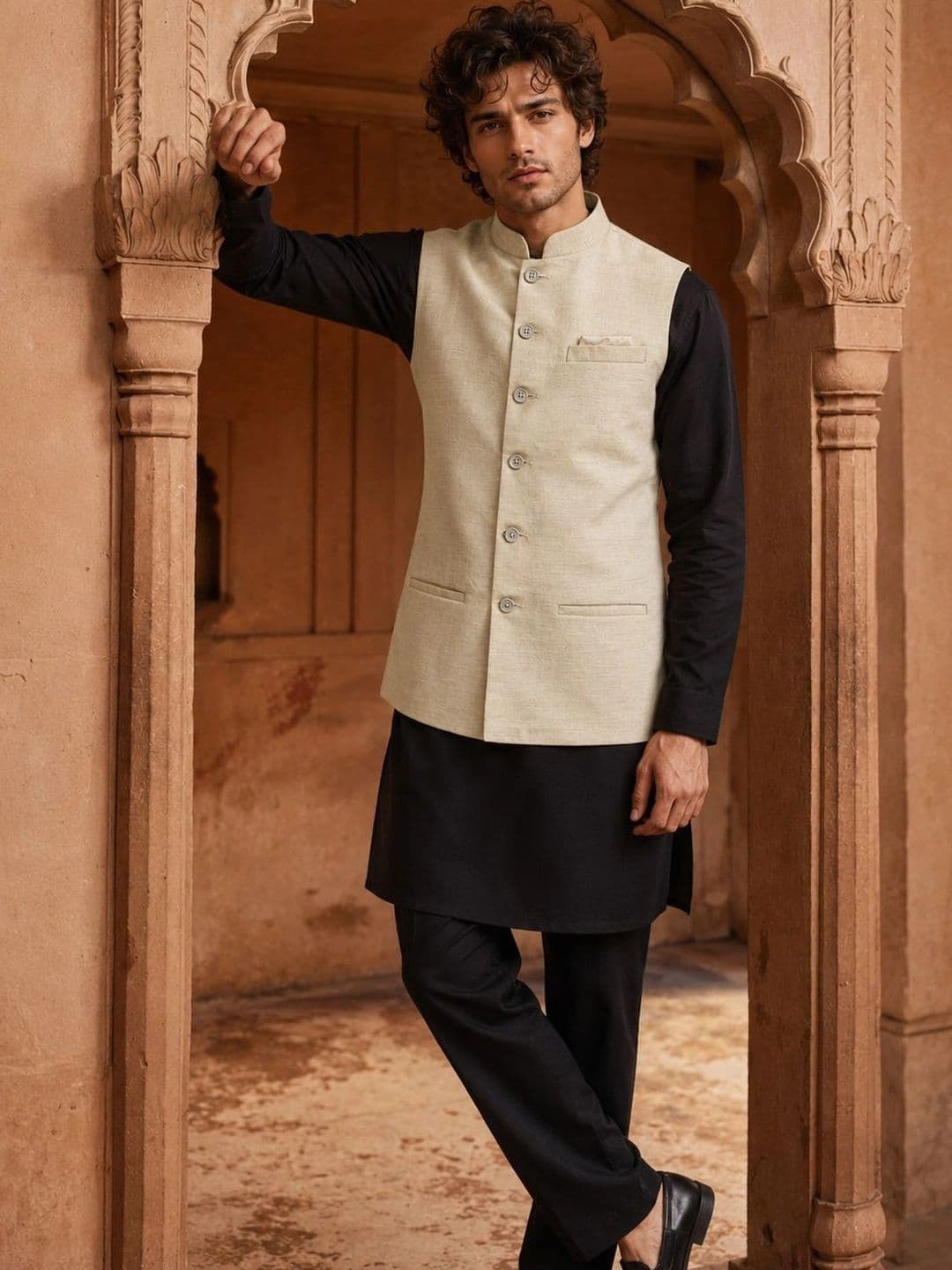 Anouk Men Woven Nehru Jackets - view 1