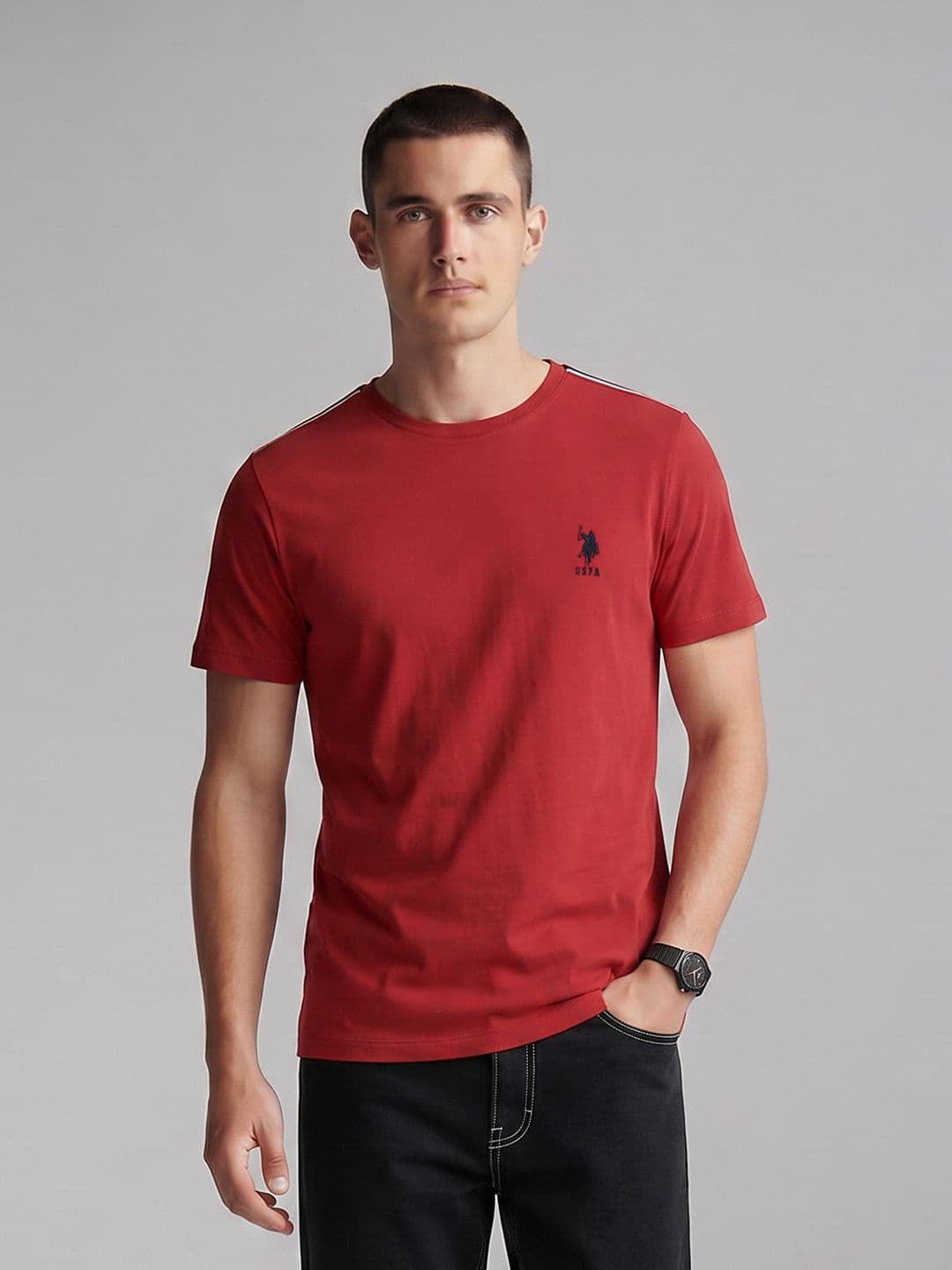 U.S. Polo Assn. Brand Logo Embroidered Pure Cotton T-shirt - view 1