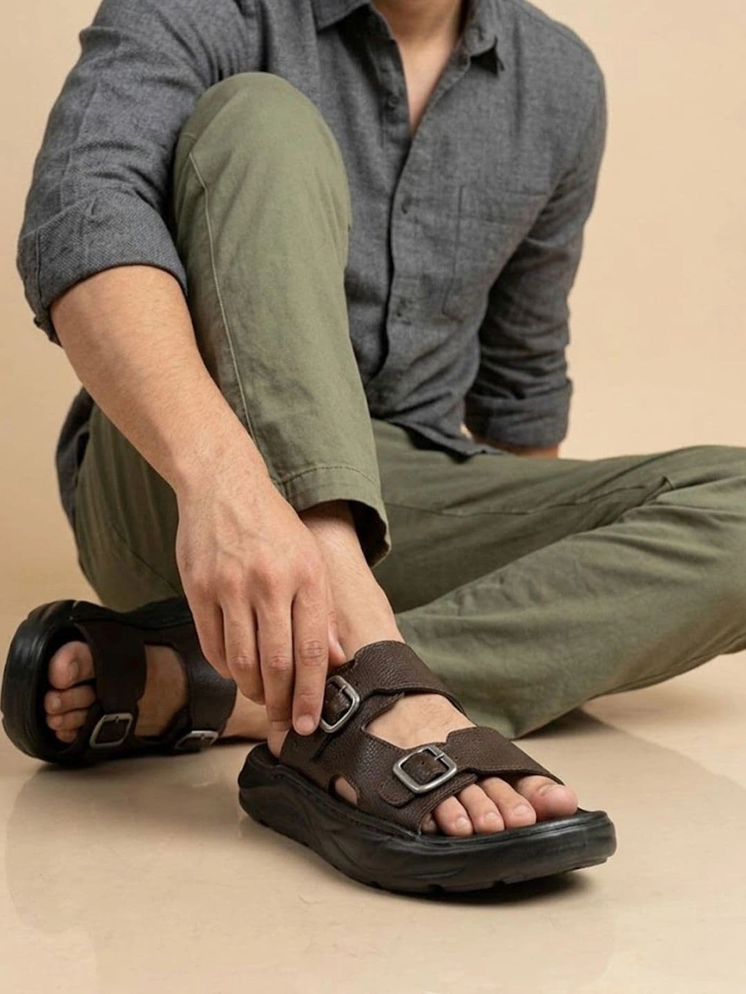 The Roadster Lifestyle Co Men Slip-On Casual Comfort Sandals with Buckles - view 1