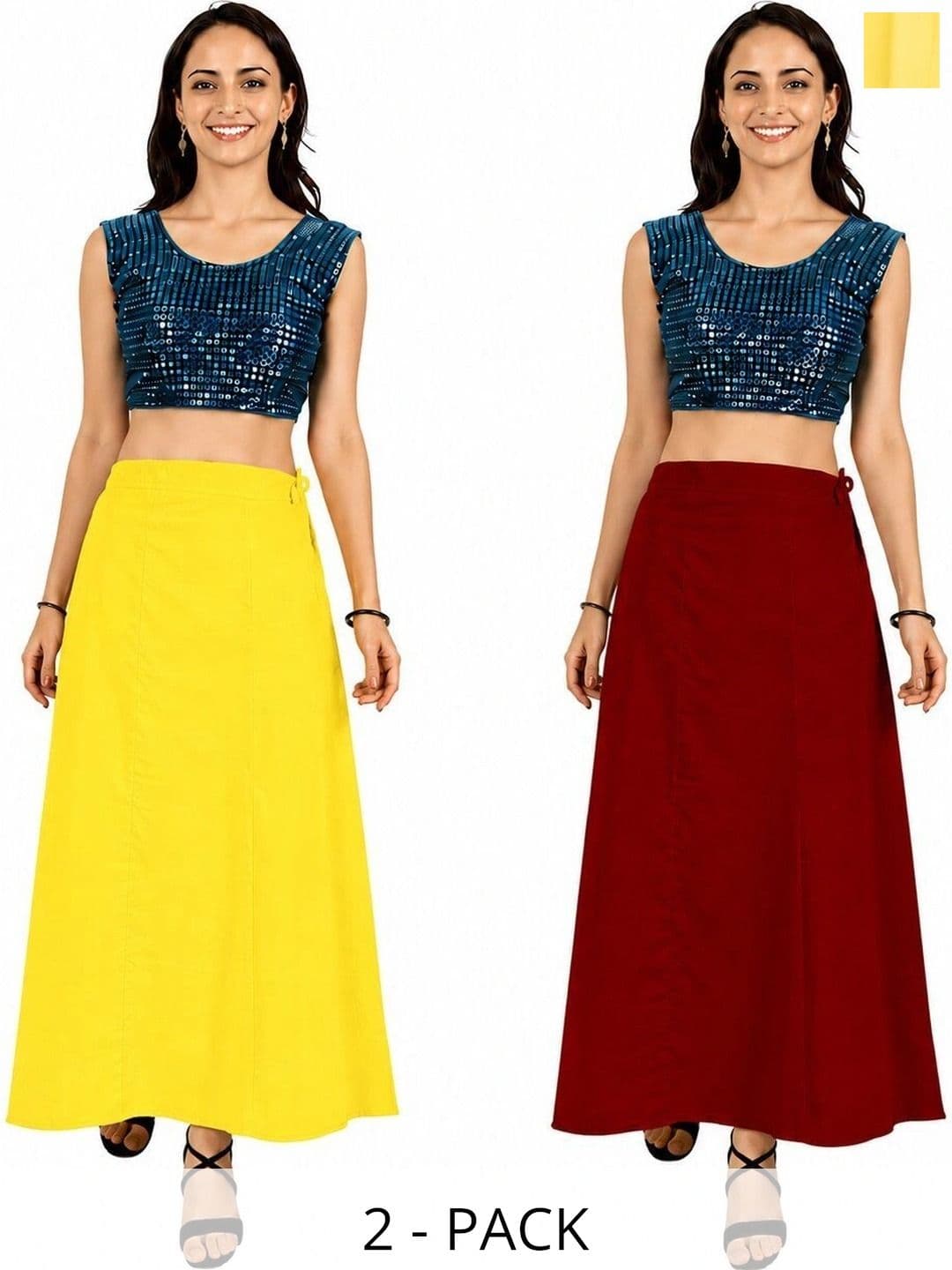 Preeti Creations Pack Of 2 Pure Cotton Seamless Saree Shapewear Petticoats - view 1