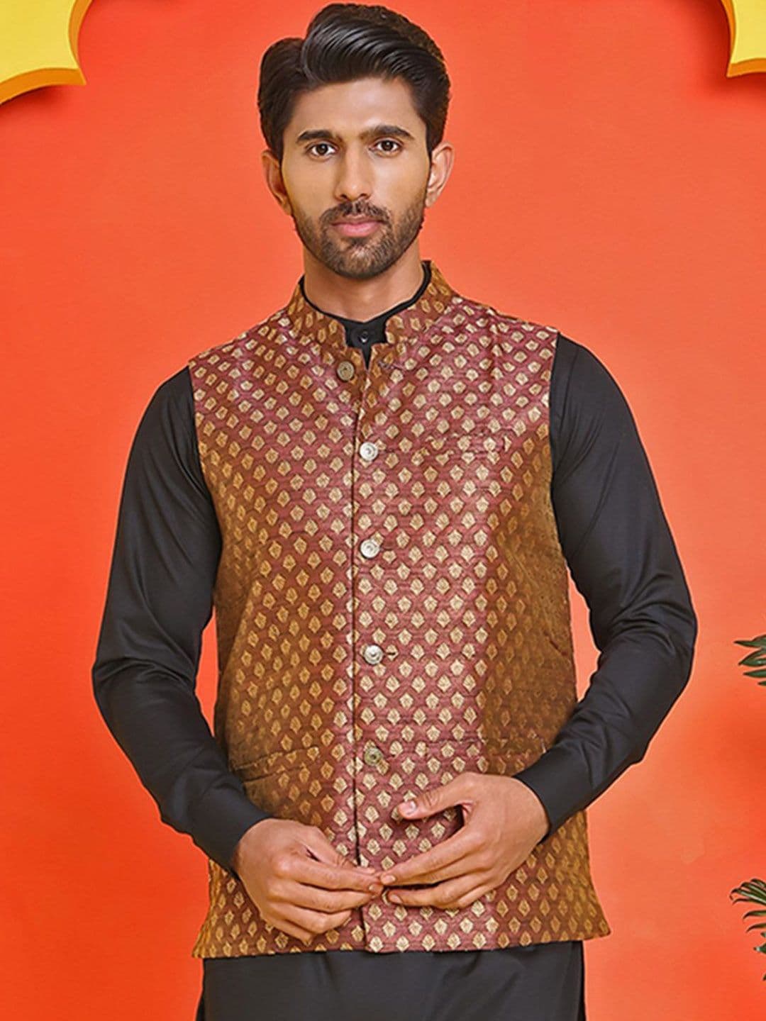 Anouk Printed Nehru Jacket - view 1