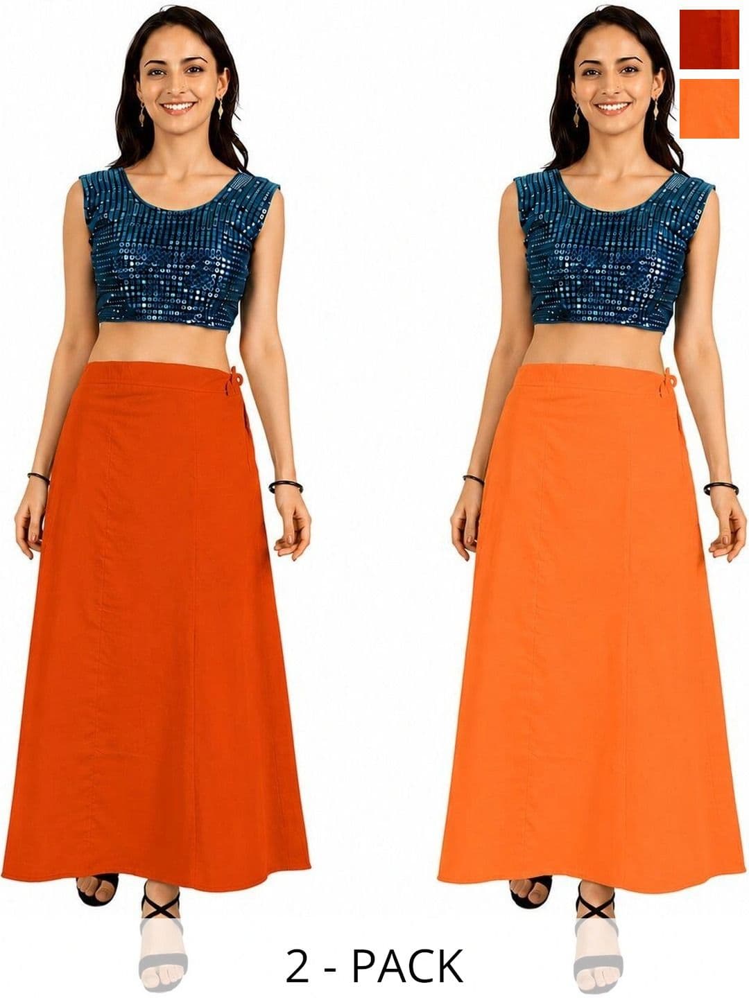 Preeti Creations Pack Of 2 Pure Cotton Saree Shapewear - view 1