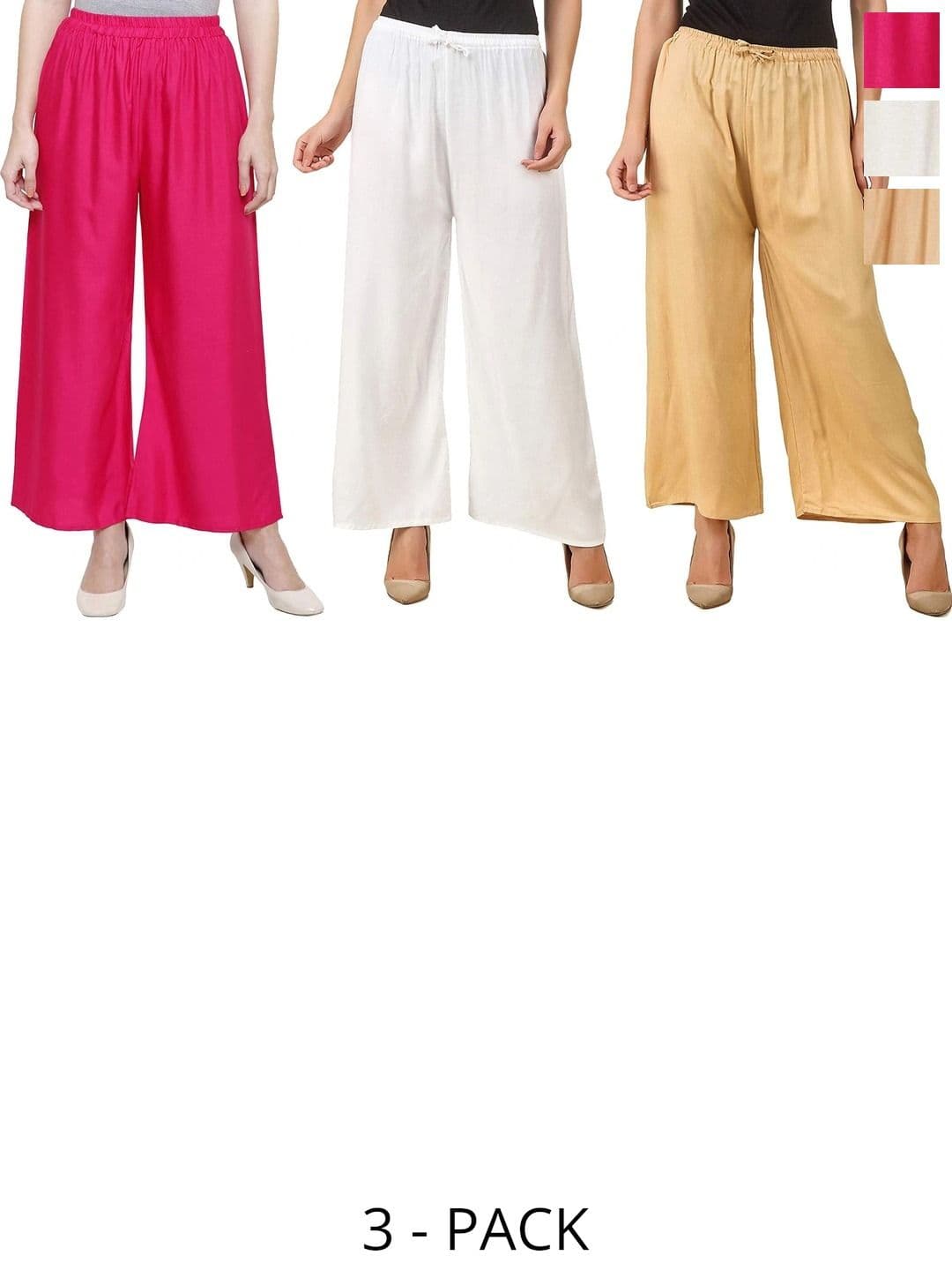 PINOVO Pack Of 3 Cotton Mid-Rise Palazzos - view 1