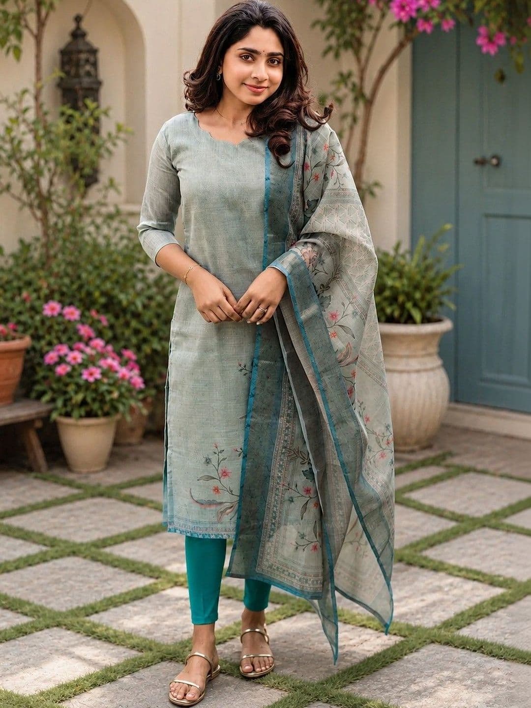 ANITYA Women Floral Regular Pure Cotton Kurta With Dupatta - view 1