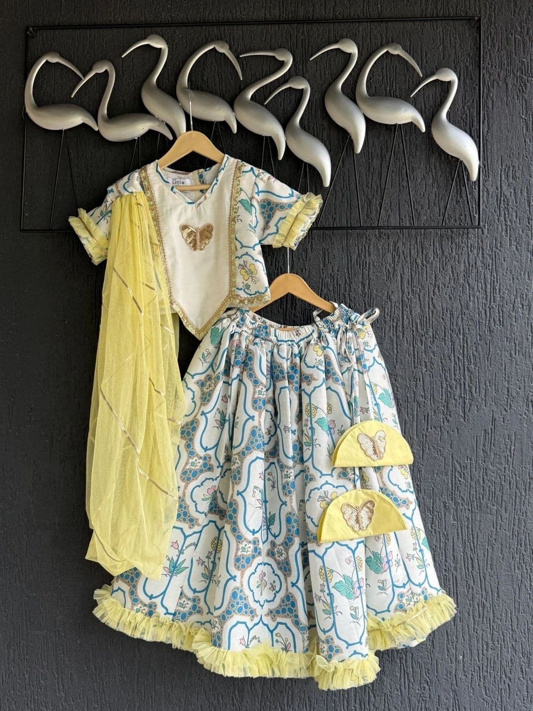 The Little Tales Girls Printed Sequinned Ready to Wear Lehenga & Blouse With Dupatta - view 1