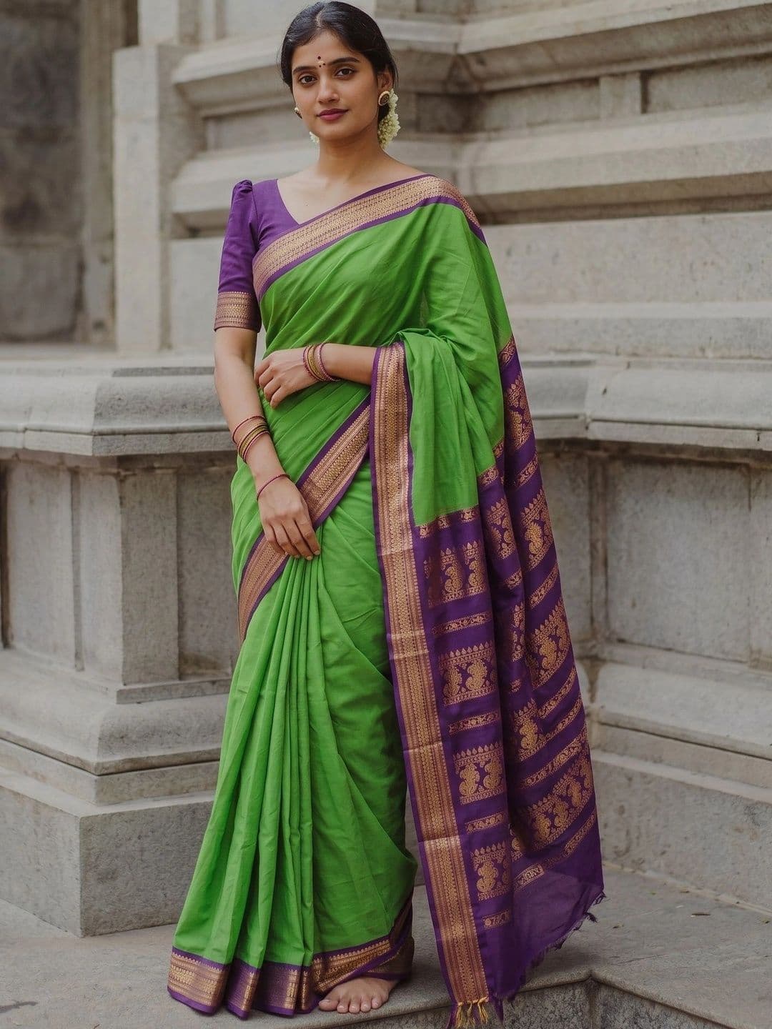 Eecoo Ethnic Motifs Woven Design Zari Banarasi Saree - view 1