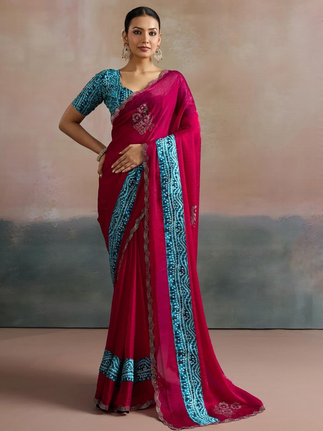 Anouk Women Embellished Beads and Stones Pure Chiffon Designer Saree - view 1
