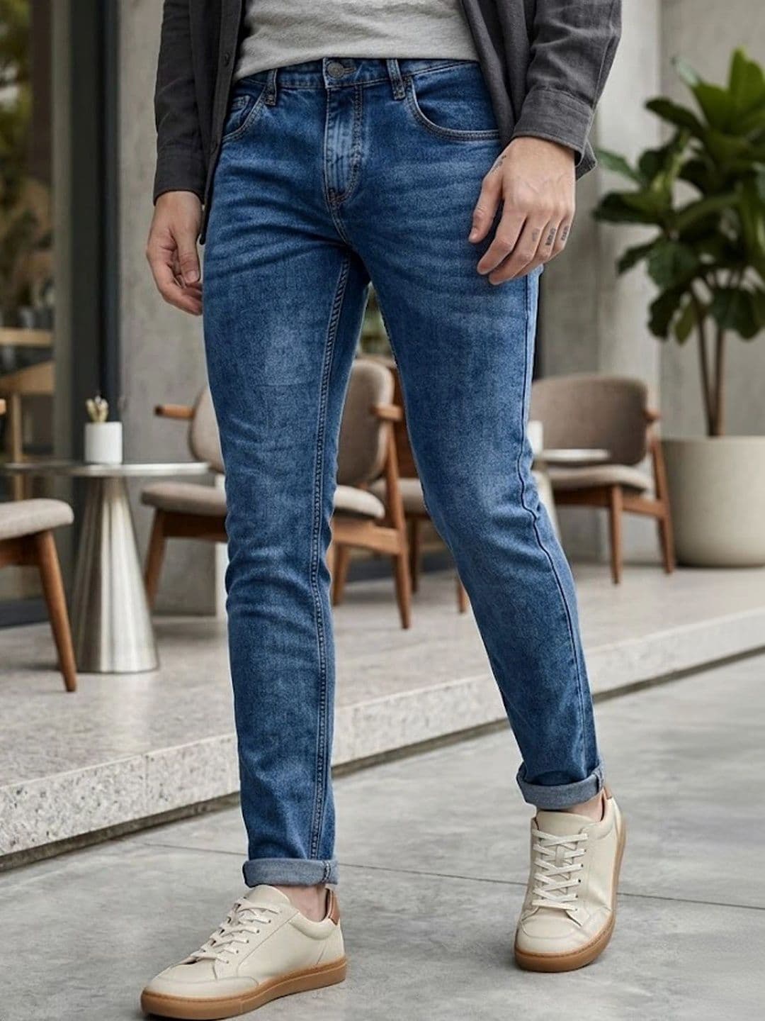 Urbano Fashion Men Slim Fit Mildly Distressed Heavy Fade Stretchable Cotton Jeans - view 1