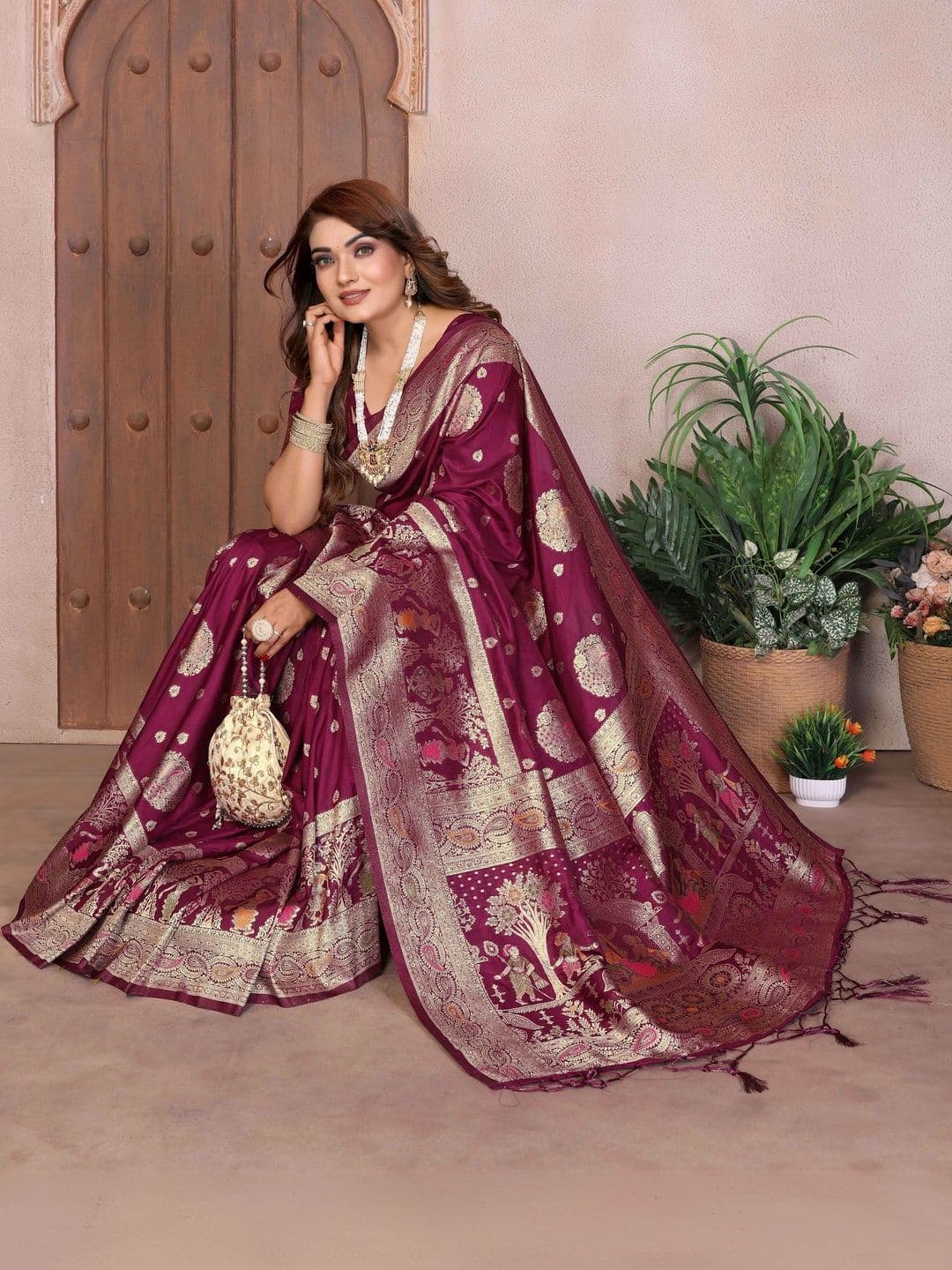 AVYANKA Woven Design Zari Art Silk Arani Saree - view 1