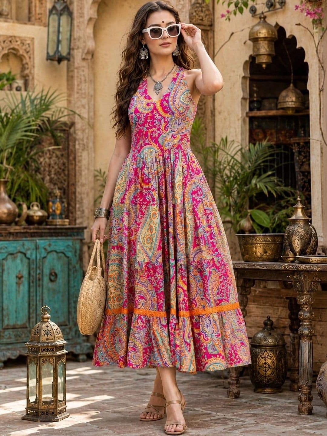 OBLEK Women Paisley Printed Indie Florals Anarkali Kurta - view 1