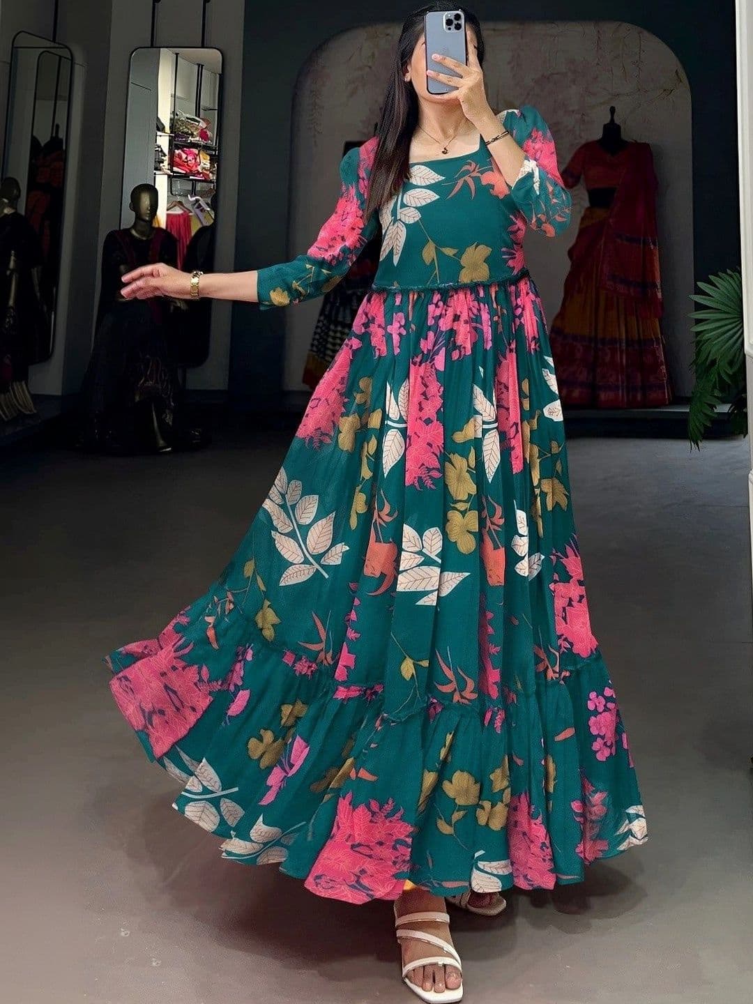 MG FASHION Floral Print Georgette Maxi Dress - view 1