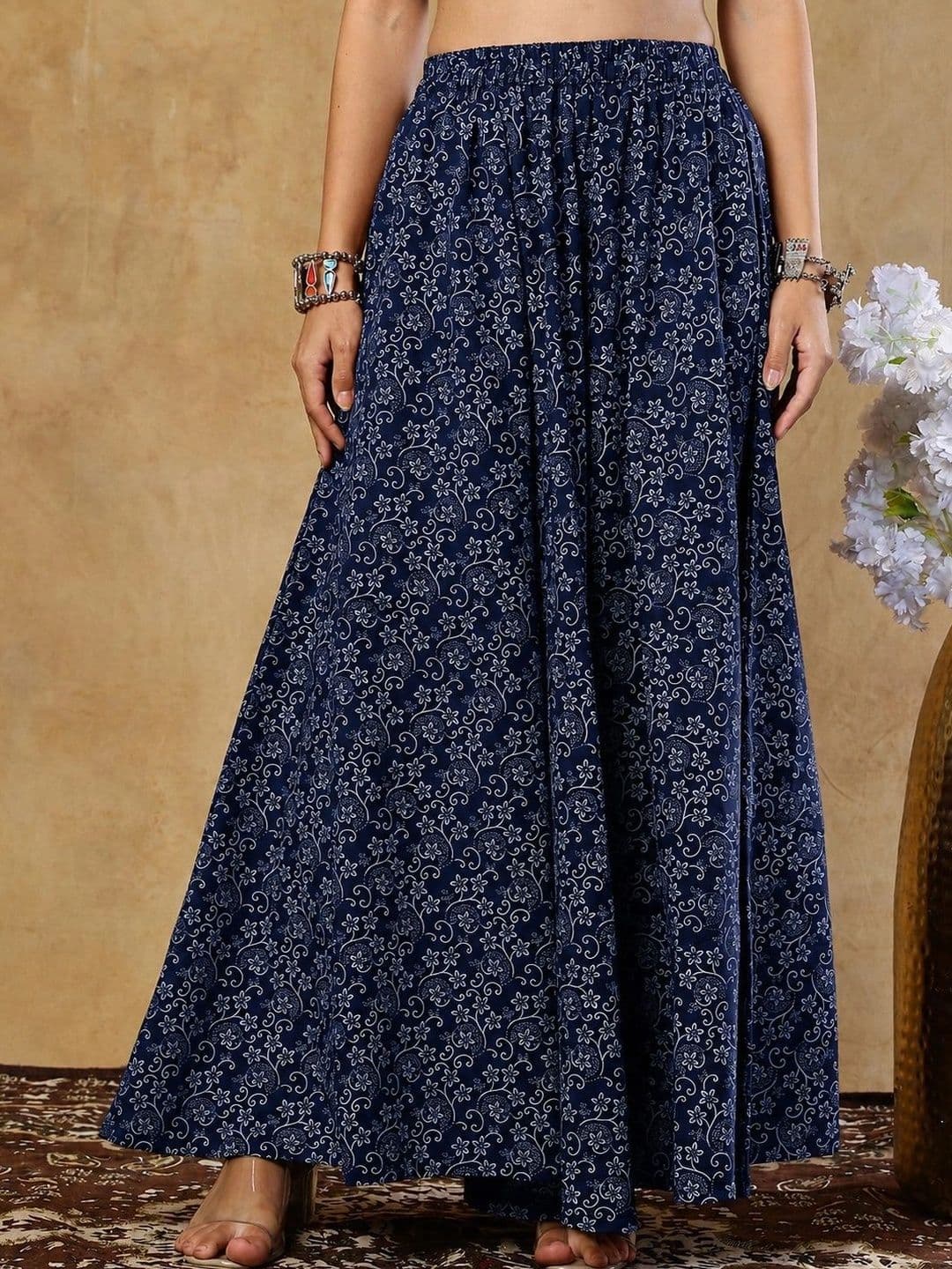 Enchanted Drapes Women Cotton Floral Maxi Flared Skirt - view 1