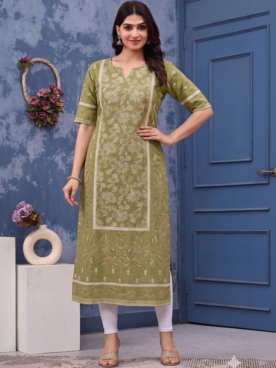KALINI Women Ethnic Motifs Embroidered Thread Work Kurta - view 1