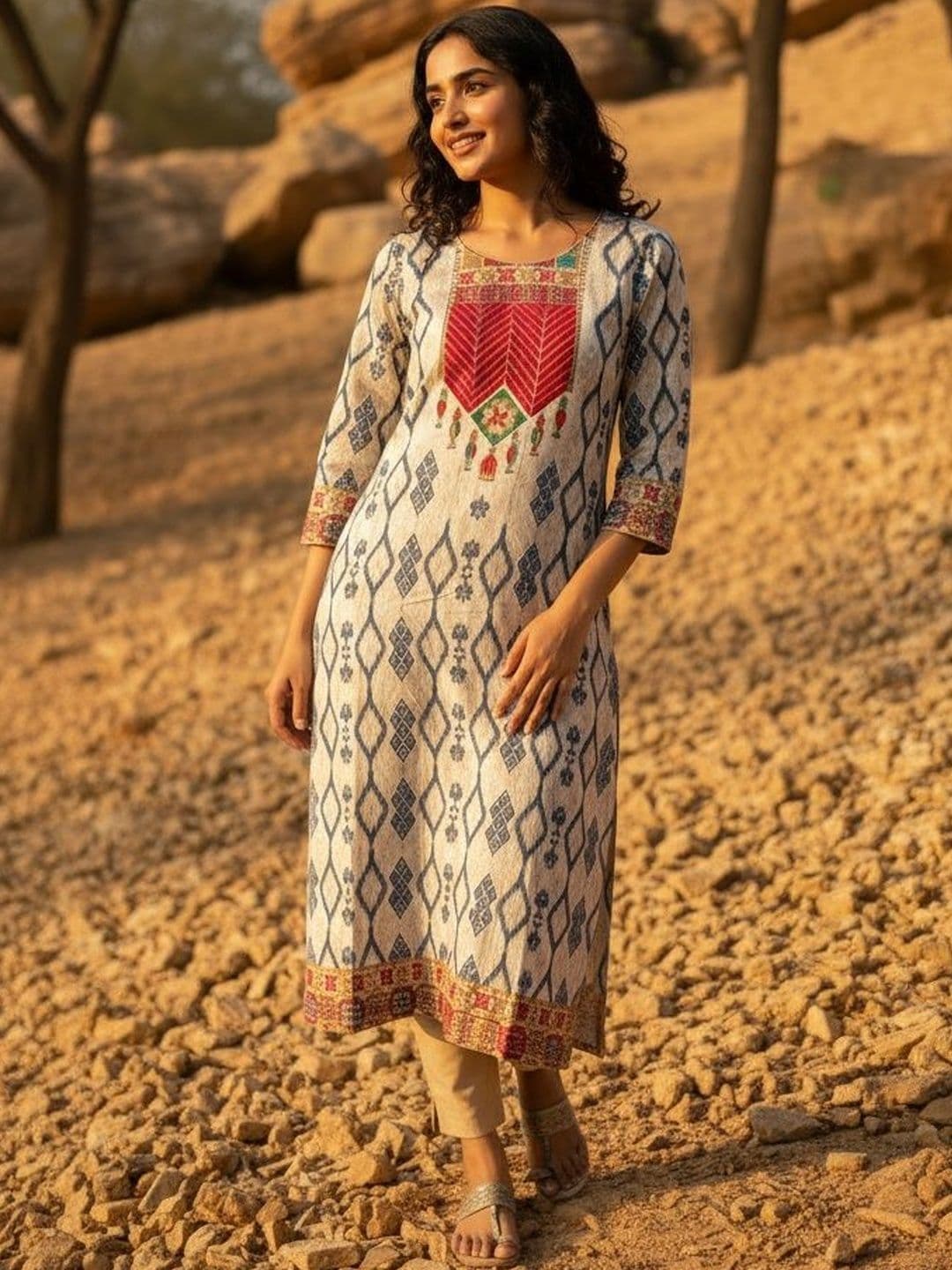 Anouk Women Geometric Printed Kurta - view 1