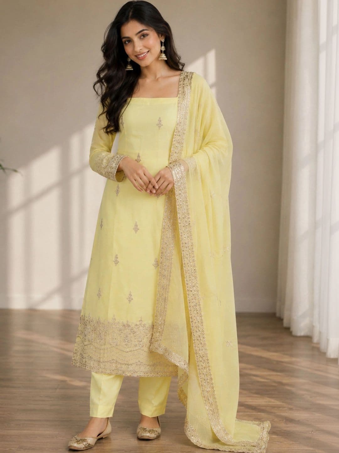 TWINS LADY Women Ethnic Motifs Embroidered Regular Kurta with Trousers & With Dupatta - view 1