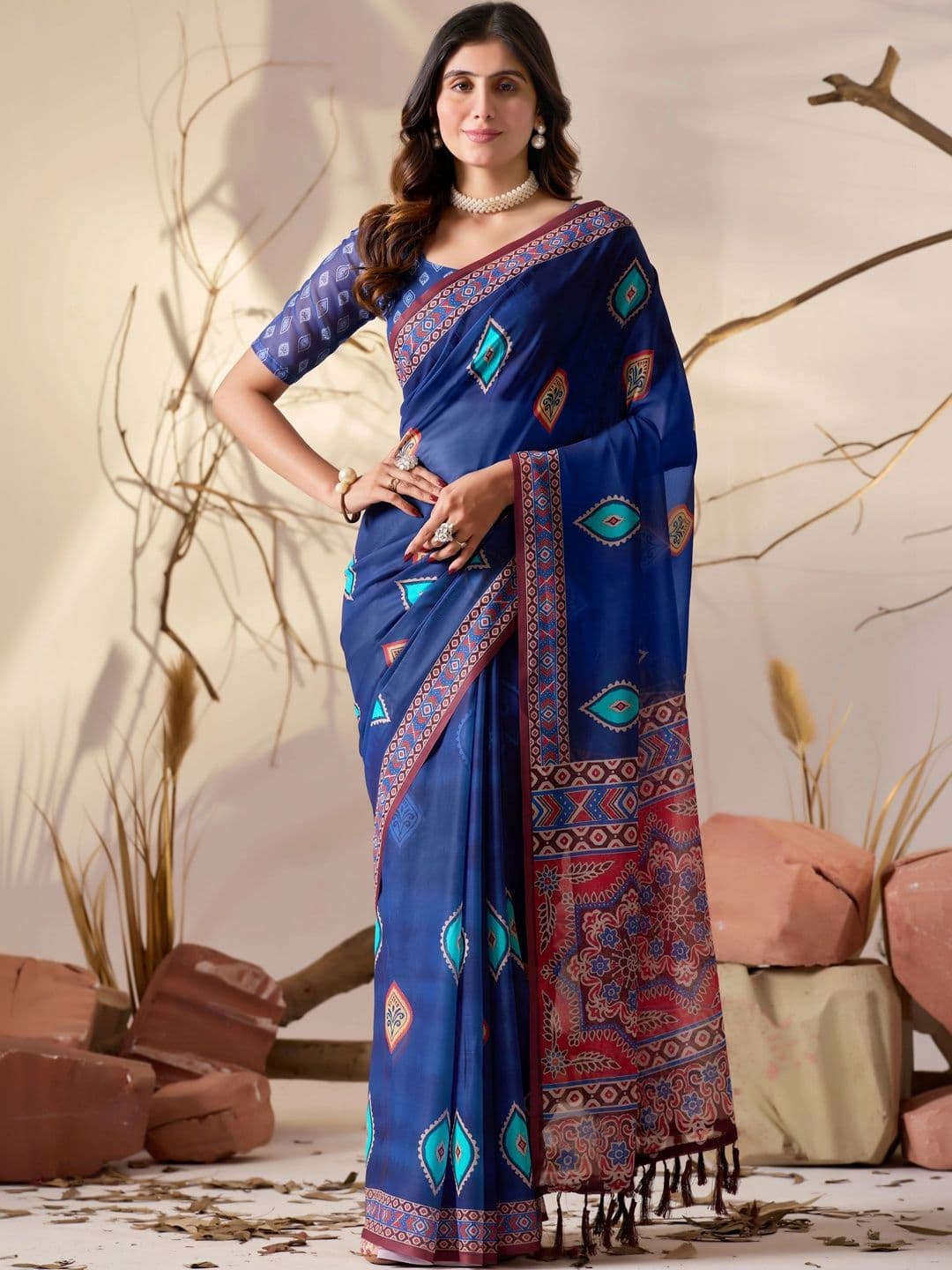 DHANLAXMI SAREES Ethnic Motifs Zari Pure Georgette Fusion Kota Saree - view 1