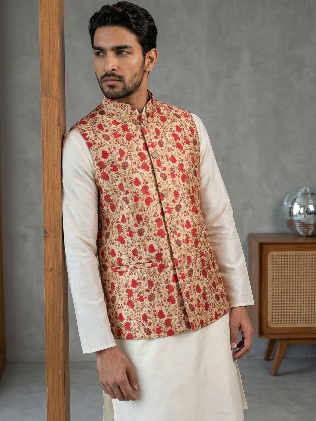 Anouk Floral Printed Nehru Jackets - view 1