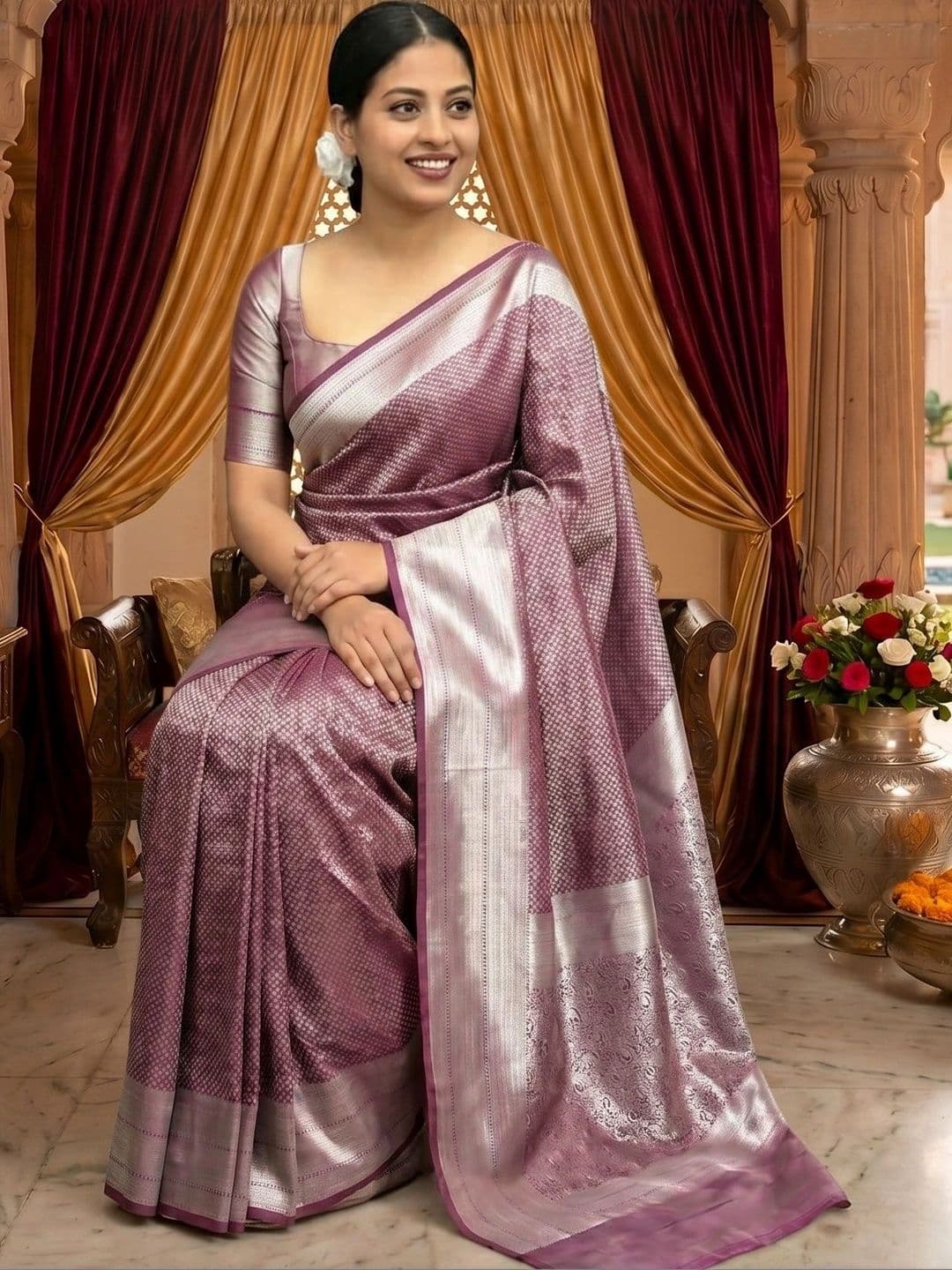 TheWonderWorld Woven Design Zari Art Silk Banarasi Saree - view 1