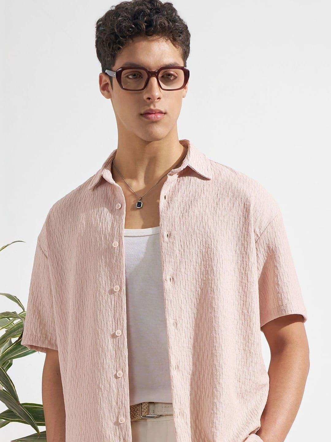 HIGHLANDER Textured Jacquard Relaxed Fit Casual Shirt - view 1