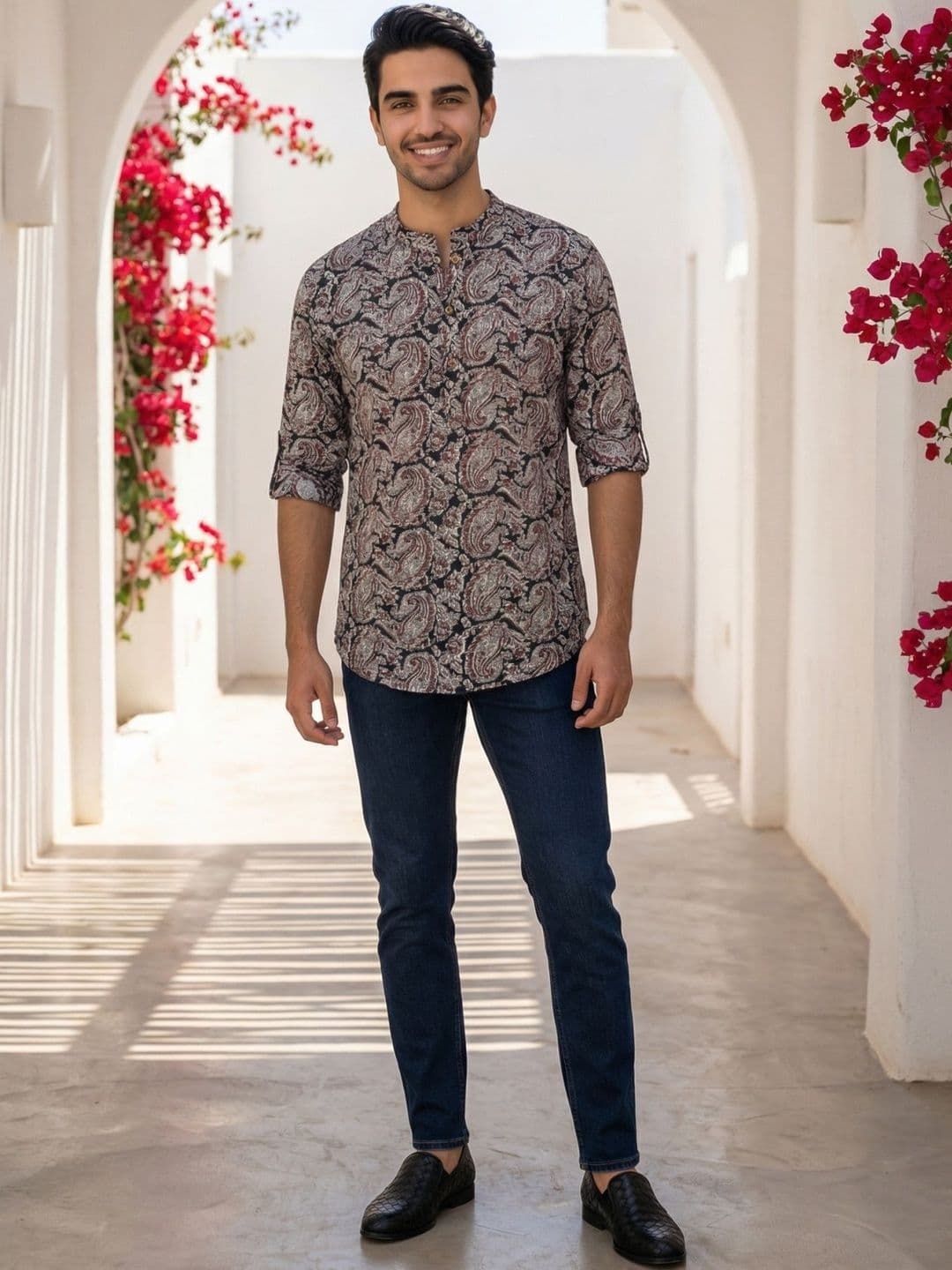 Anouk Mirage Men Printed Mandarin Collar Regular Sleeves Kurta - view 1
