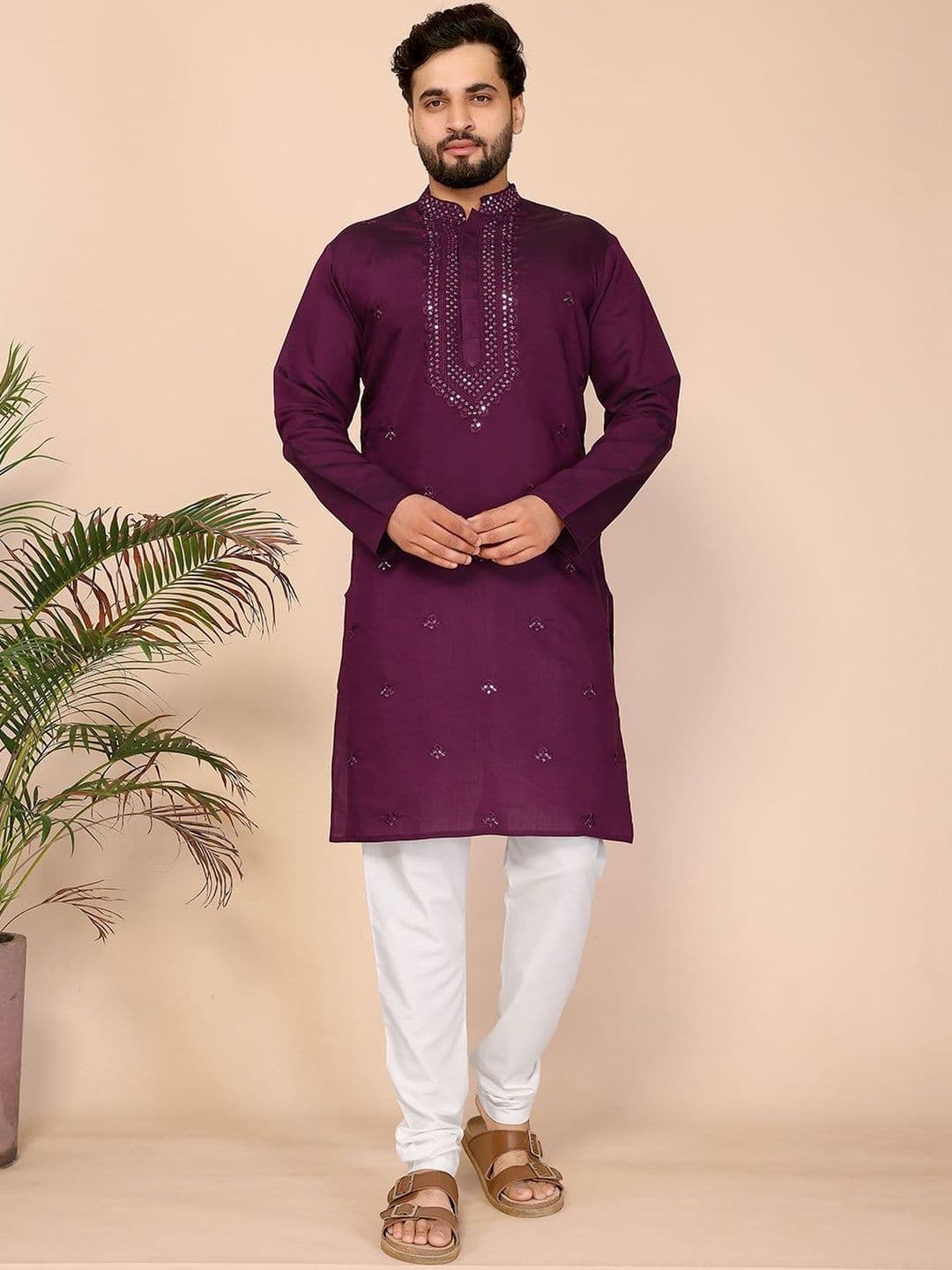 Anouk Mirage Men Embroidered Flared Sleeves Thread Work Kurta - view 1
