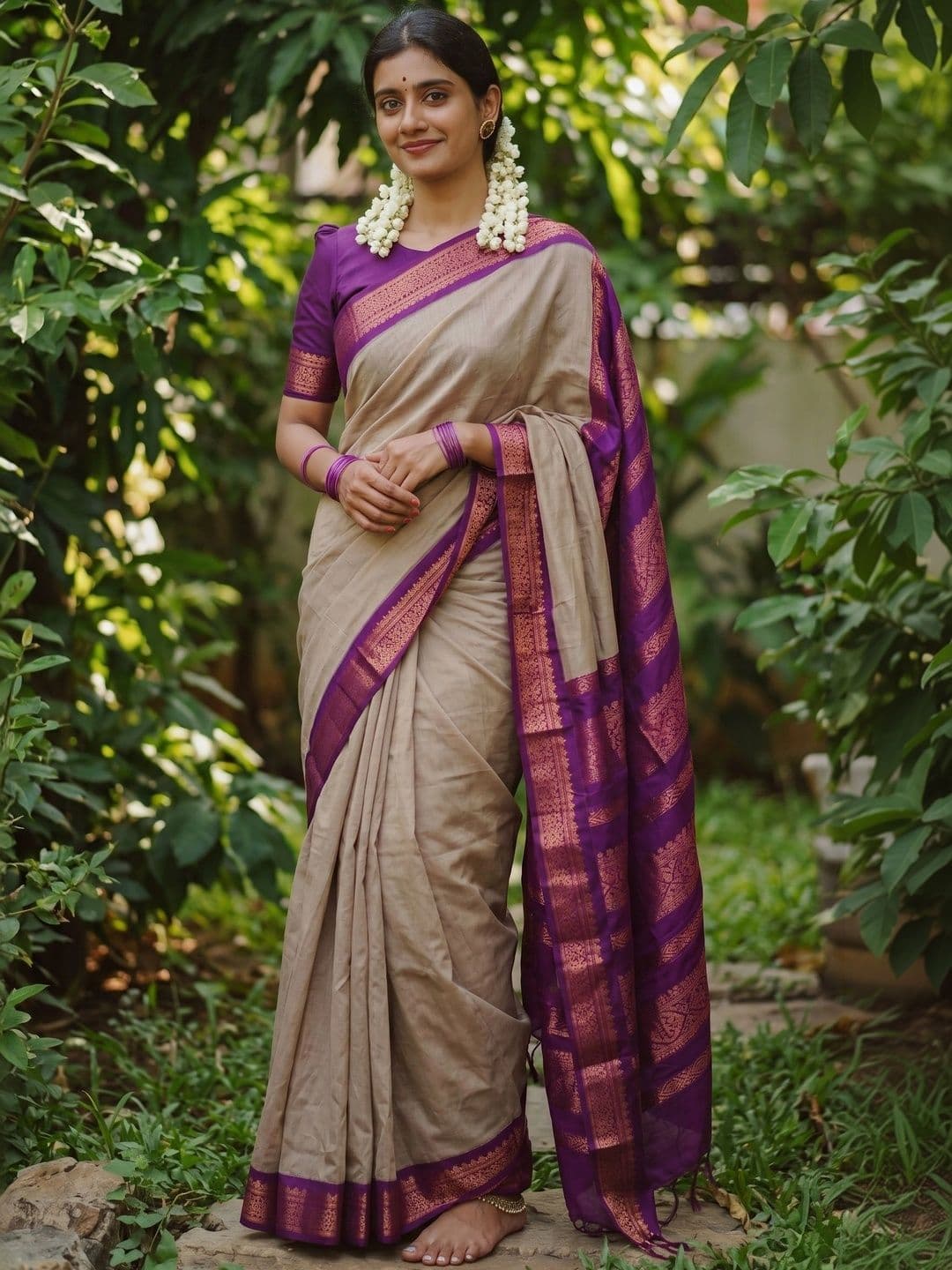 7Eleven Fashion Woven Design Zari Art Silk Banarasi Saree With Blouse - view 1