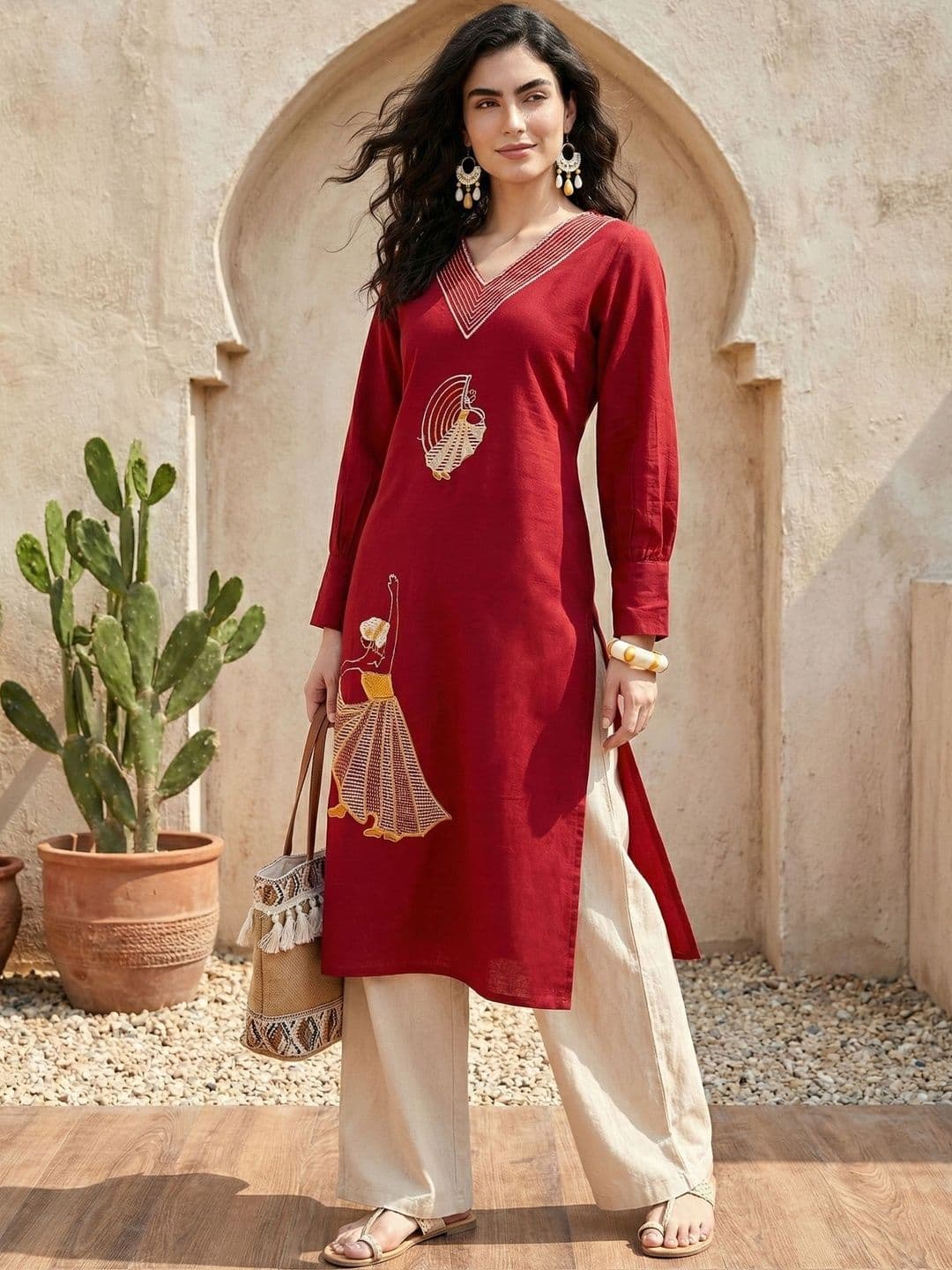 Anouk Women Ethnic Motifs Embroidered Regular Thread Work Kurta - view 1