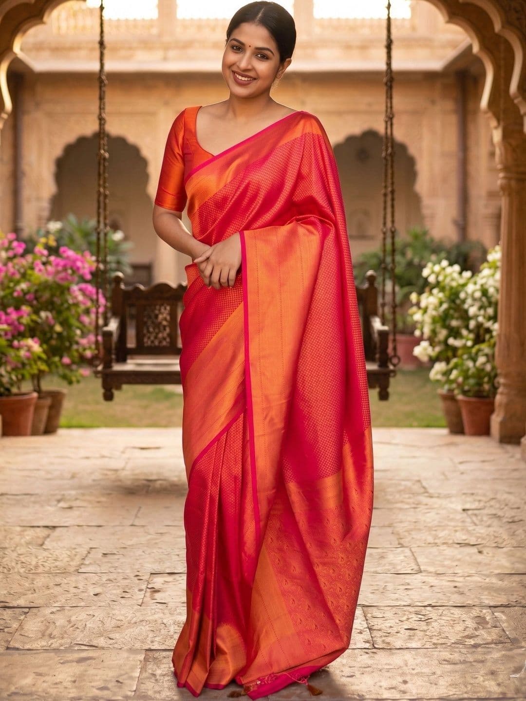 AJ FASHION PLUS Ethnic Motifs Woven Design Zari Banarasi Saree & Unstitched Blouse Piece - view 1
