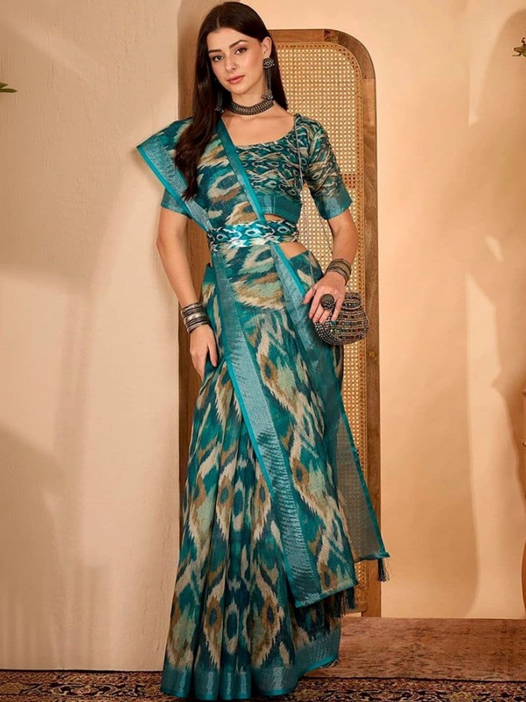 JNK COLLECTION Ethnic Motifs Woven Design Saree - view 1