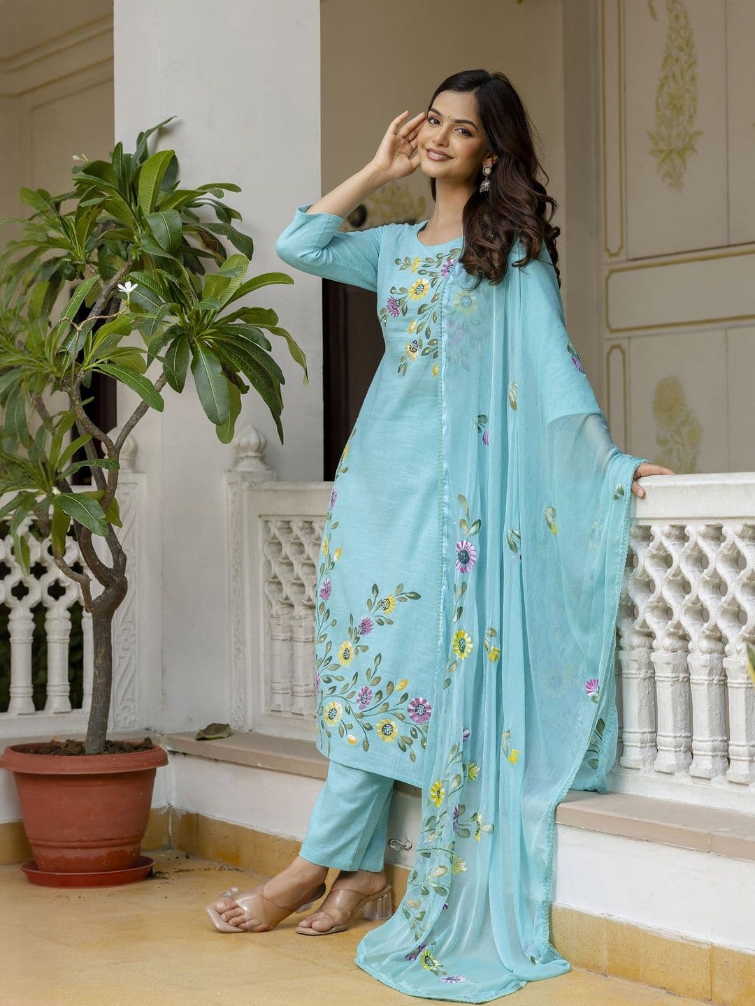 Anouk Women Pure Cotton Self Design Kurta Sets With Dupatta - view 1