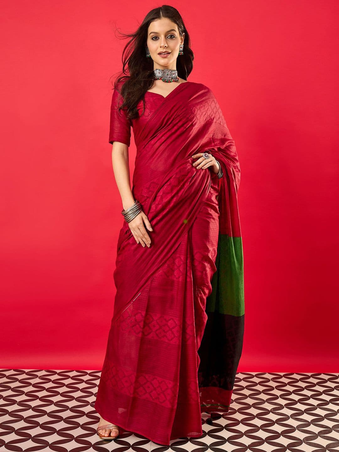 Anouk Ethnic Motifs Zari Tussar Saree - view 1