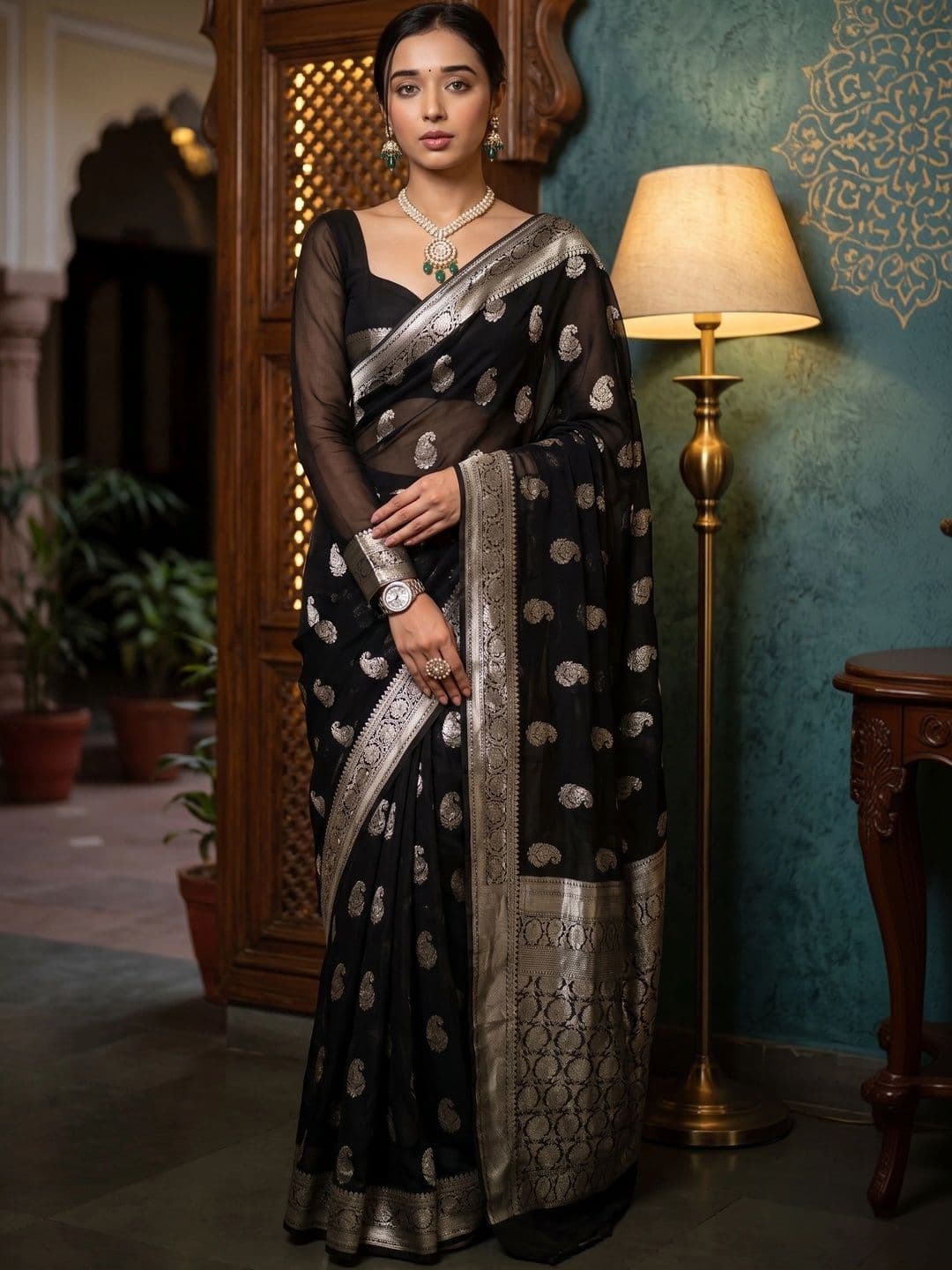 AwadhiCraft Woven Design Zari Art Silk Banarasi Saree - view 1