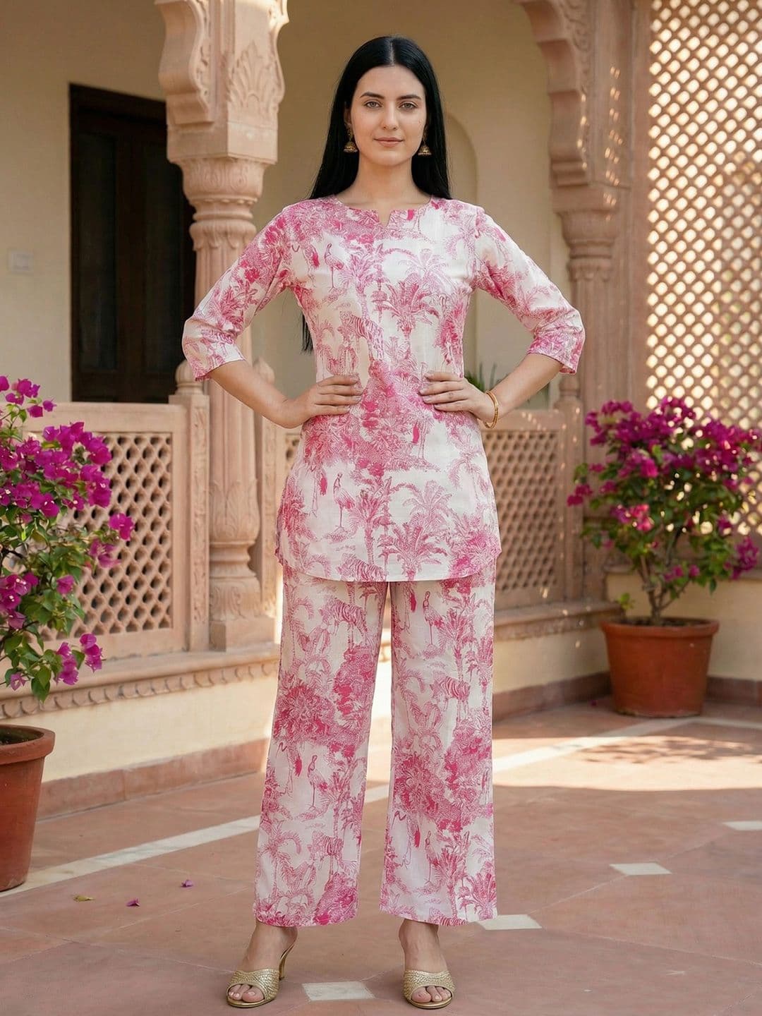 Anouk Women Ethnic Motifs Printed Regular Kurta with Palazzos - view 1