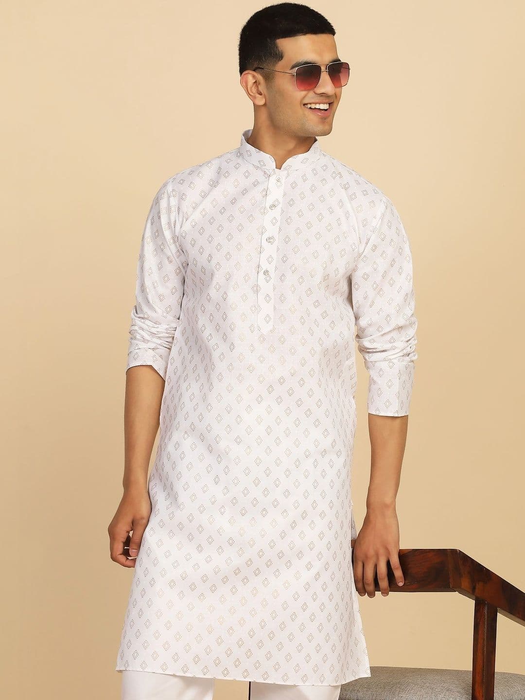 Anouk Mirage Ethnic Motifs Knee Length White Kurta - view 1
