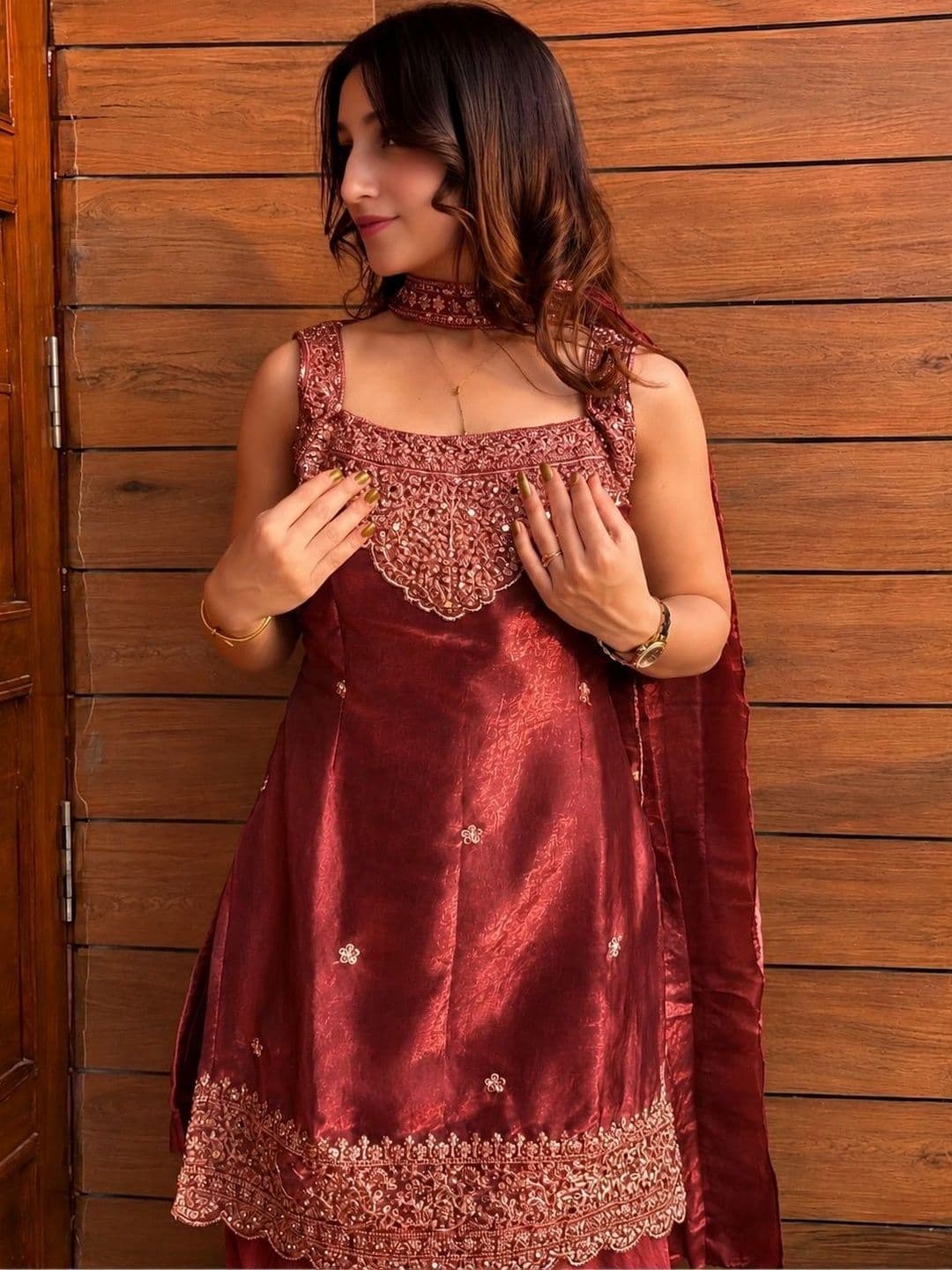 all about you Ethnic Motifs Embroidered Regular Kurta with Sharara & With Dupatta - view 1