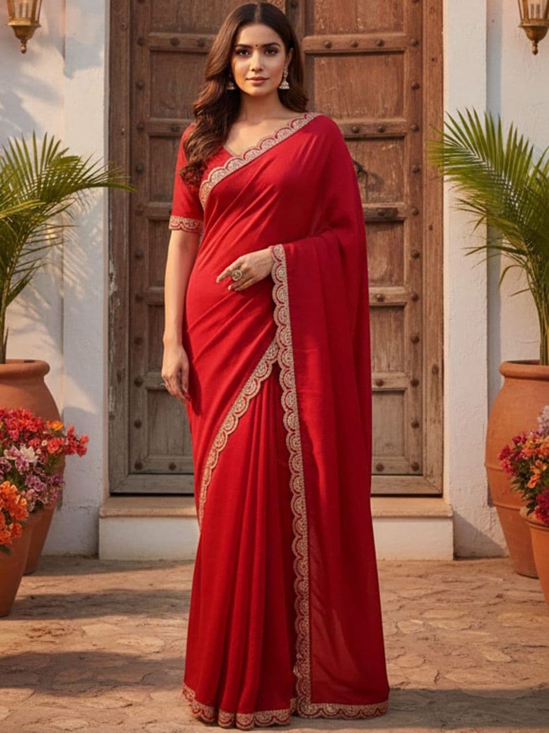 Anouk Embellished Embroidered Silk Blend Saree - view 1
