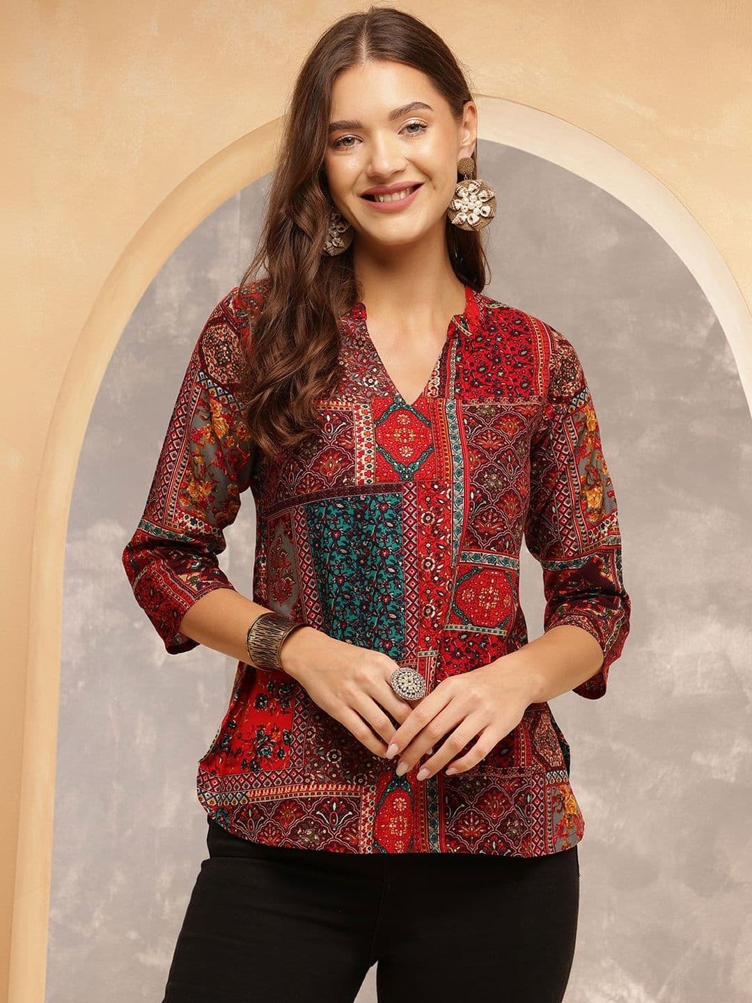 Anouk Mirage Print Ethnic Top - view 1