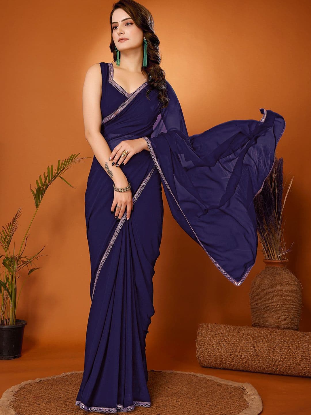 Anouk Embellished Sequinned Pure Georgette Heavy Work Saree - view 1