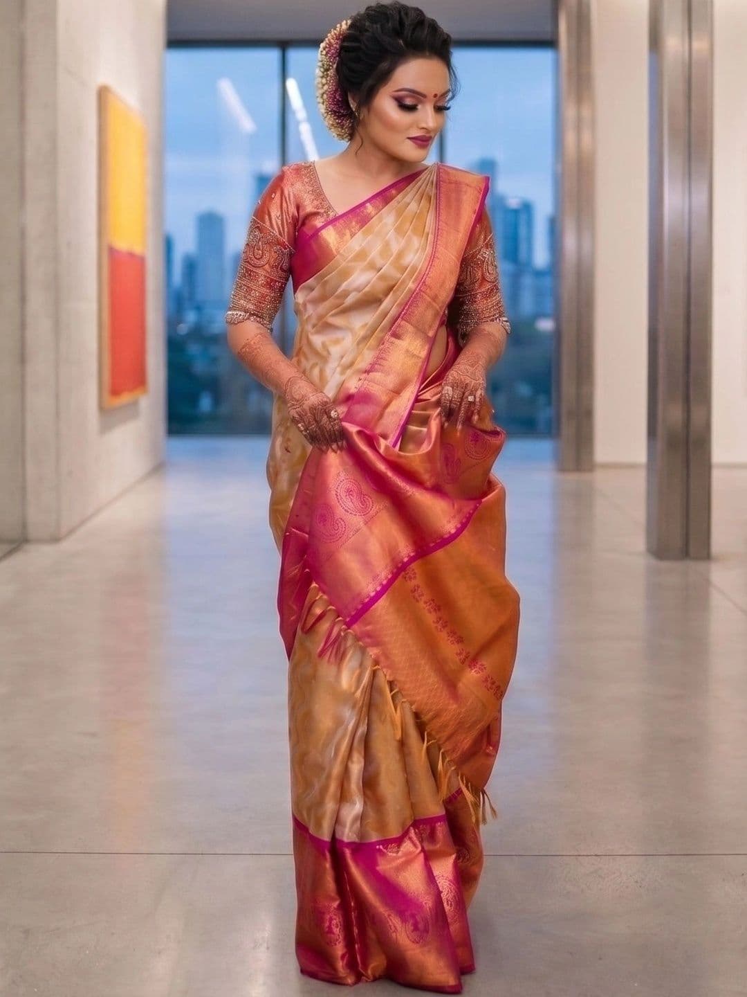 Zankhi Hosiery Woven Design Zari Art Silk Banarasi Saree - view 1