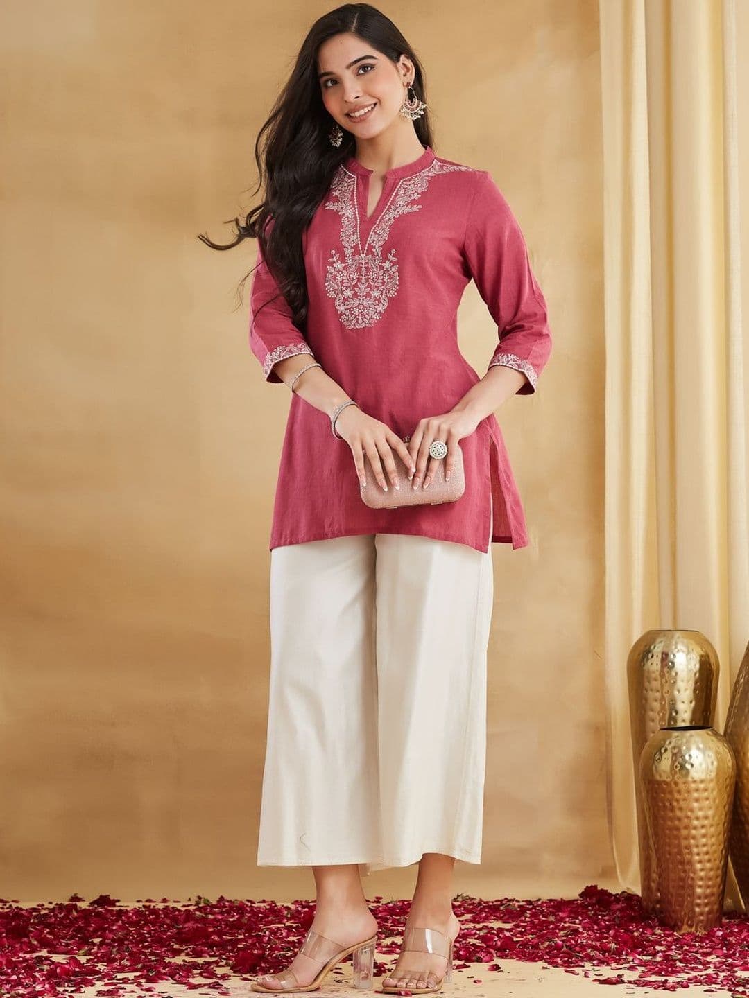 Anouk Ethnic Motifs Embroidered Thread Work Pure Cotton Blend Thread Work Kurti - view 1