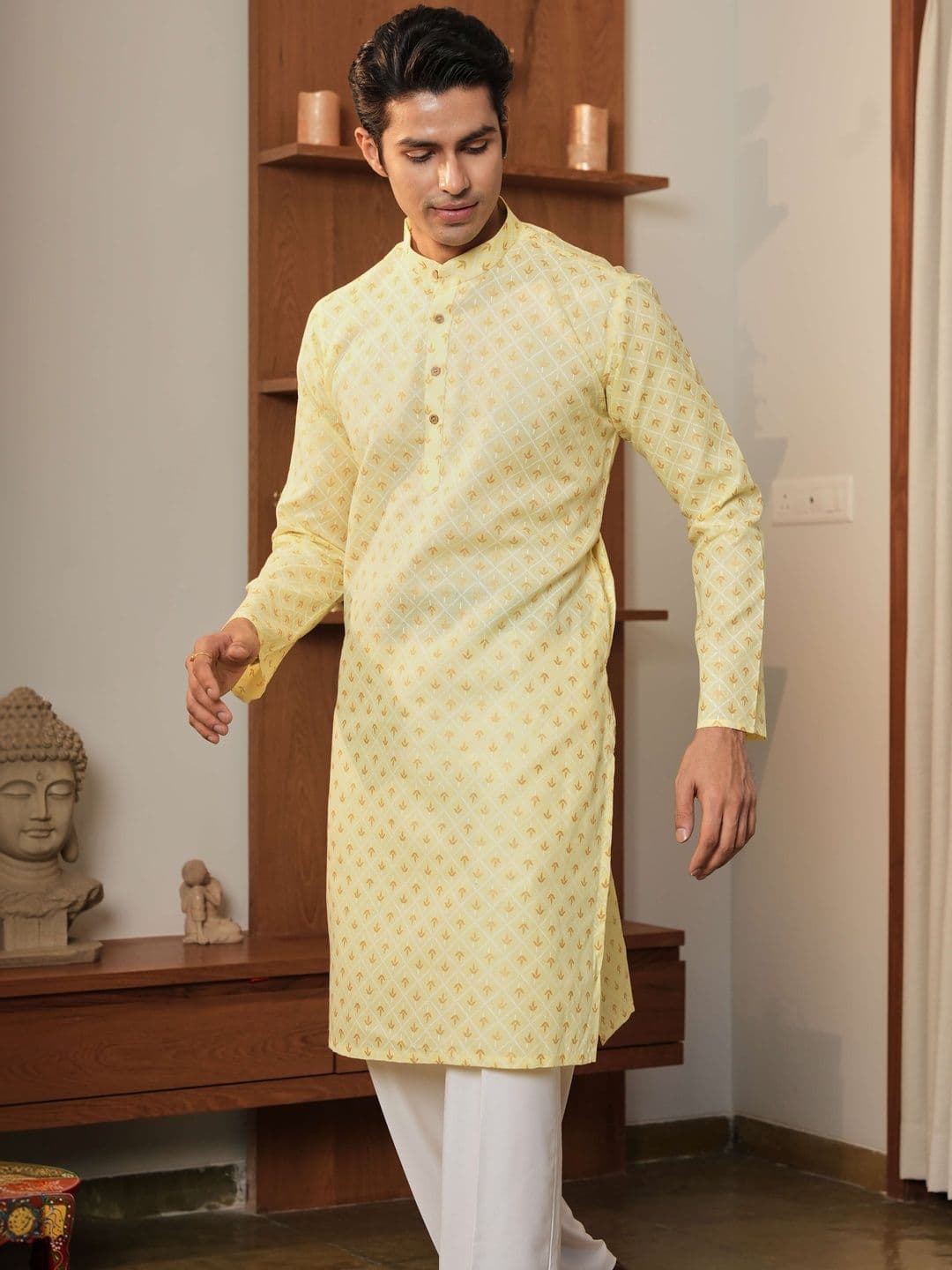 Anouk Printed Mandarin Collar Knee Length Straight Kurta - view 1