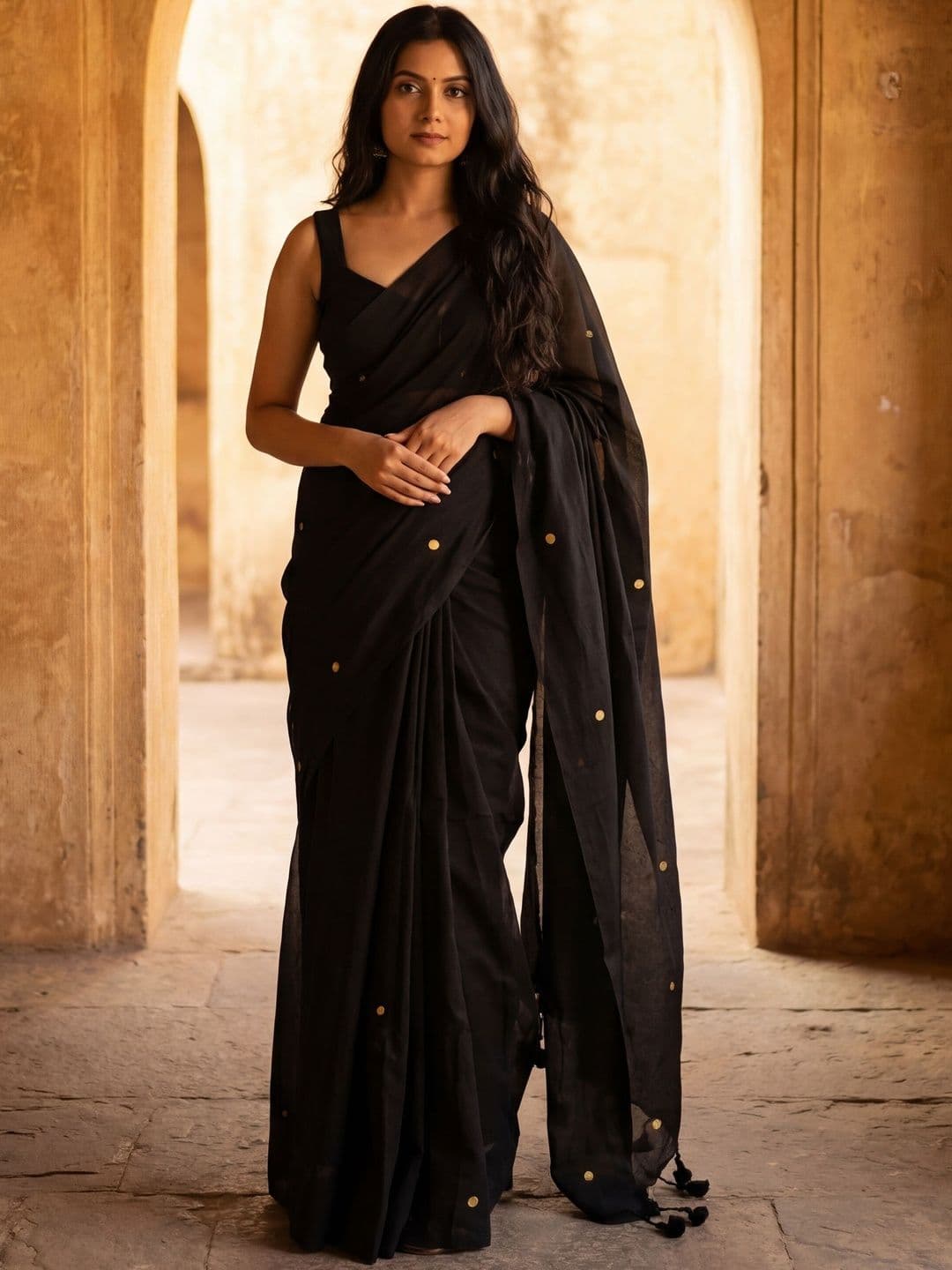 Anouk Embellished Pure Cotton Khadi Saree - view 1