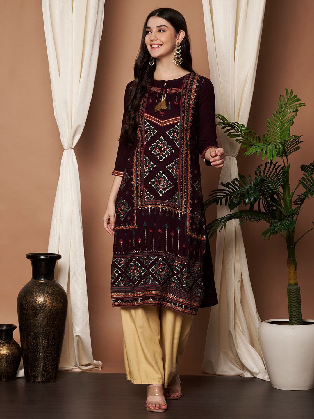 Anouk Women Ethnic Motifs Embroidered Kurta - view 1