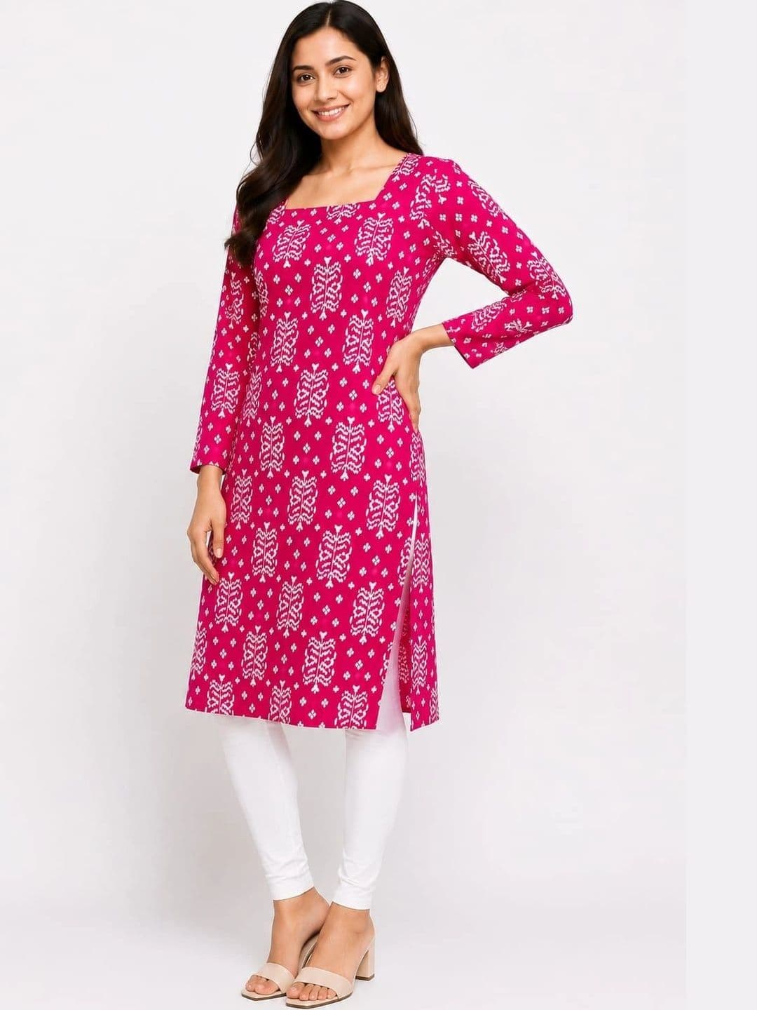 Roopmytra Ethnic Motifs Printed Square Neck Kurti - view 1