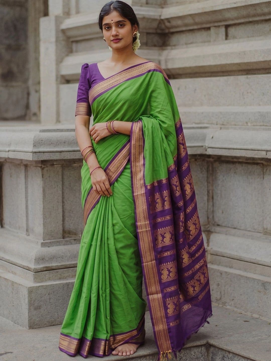 7Eleven Fashion Woven Design Zari Art Silk Banarasi Saree With Blouse - view 1